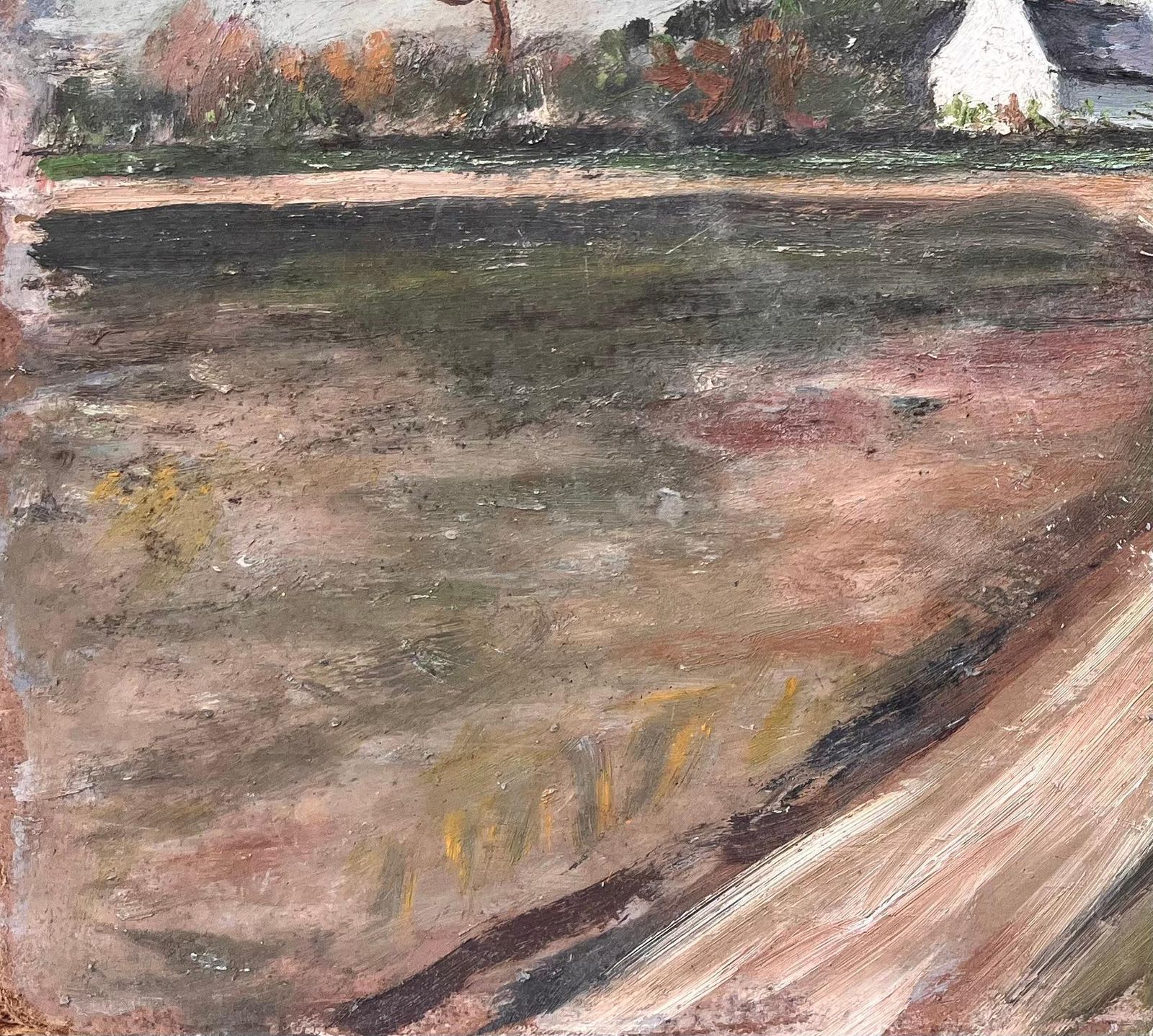 Fanch Lelfrench Countryside Oil Painting Of Curved Path Farmhouse Autumn Trees And Fields photo 627.0