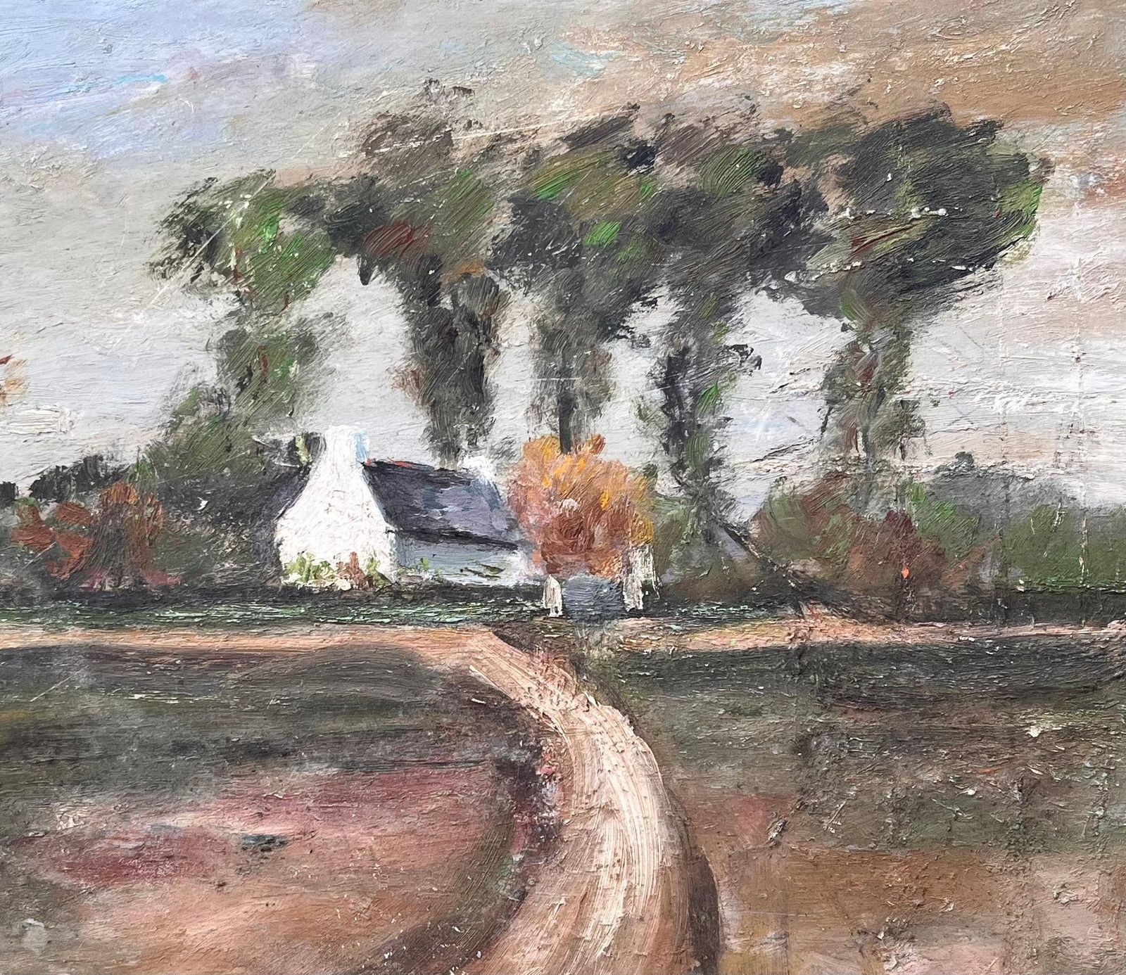 Fanch Lelfrench Countryside Oil Painting Of Curved Path Farmhouse Autumn Trees And Fields photo buy