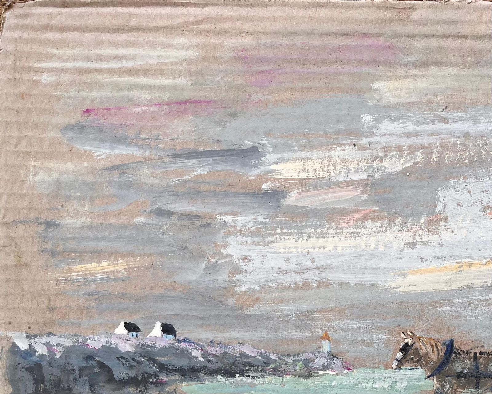 Fanch Lelimpressionist Coastal Farm Scene With Horse Cart Driver Cottages And Moody Sky photo vinterior