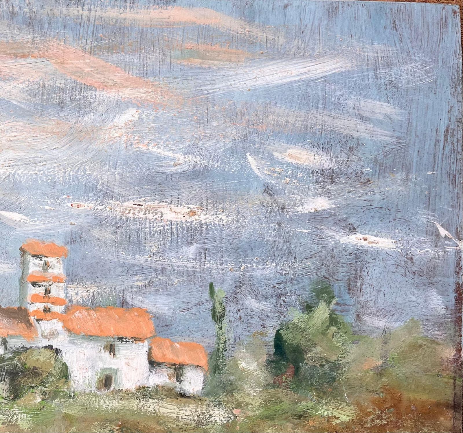 Fanch Lelfrench Countryside Landscape With White Farmhouse And Orange Roofs photo buy