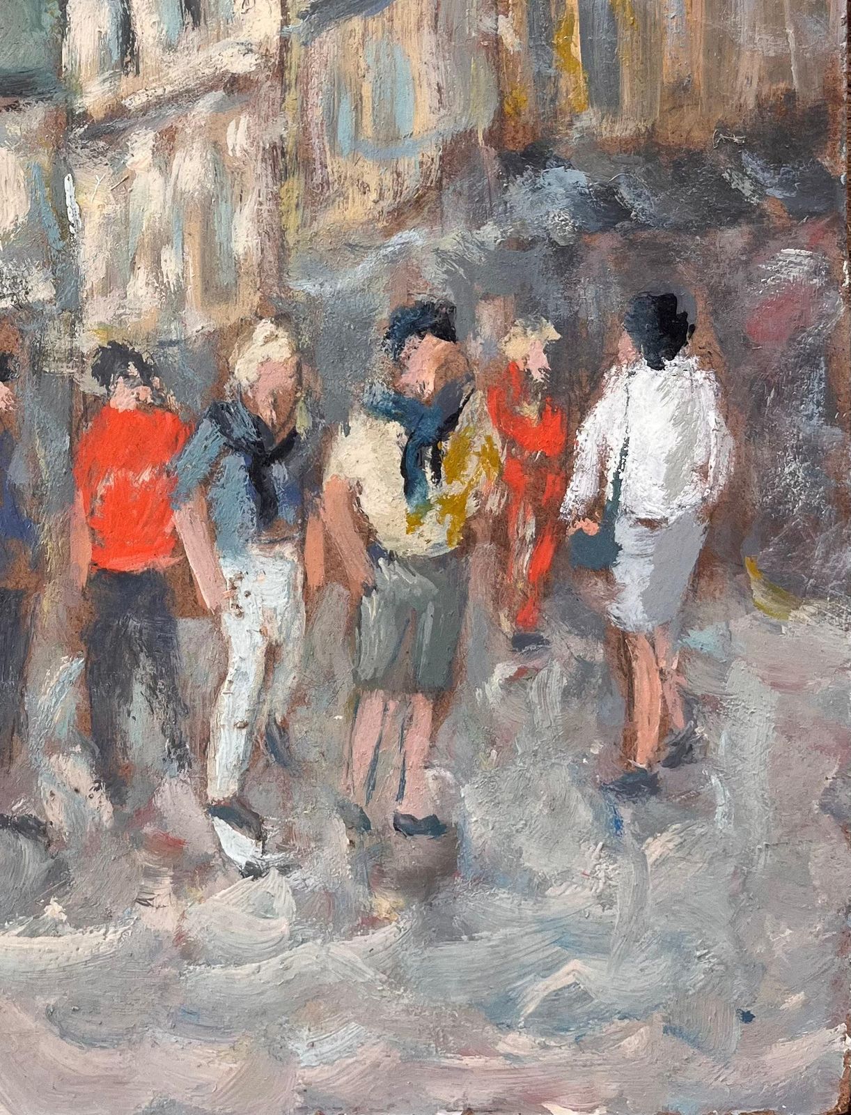 Fanch Lelimpressionist Sunlit Street Scene With Figures In Conversation photo for sale