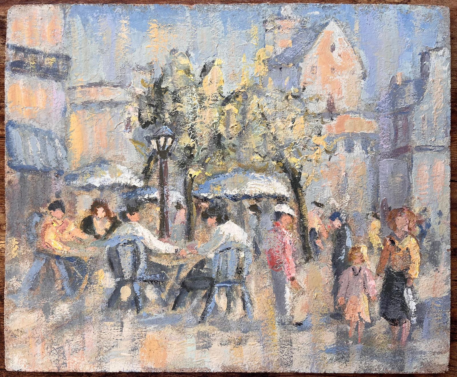 Fanch Lelfrench Impressionist Urban Scene Of Bustling Café Terrace In Saint Malo2002 photo furniture