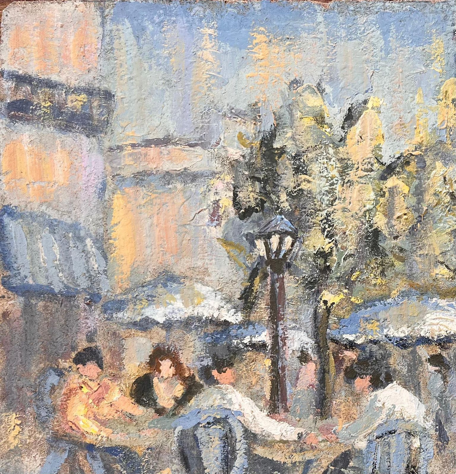 Fanch Lelfrench Impressionist Urban Scene Of Bustling Café Terrace In Saint Malo2002 photo vinterior