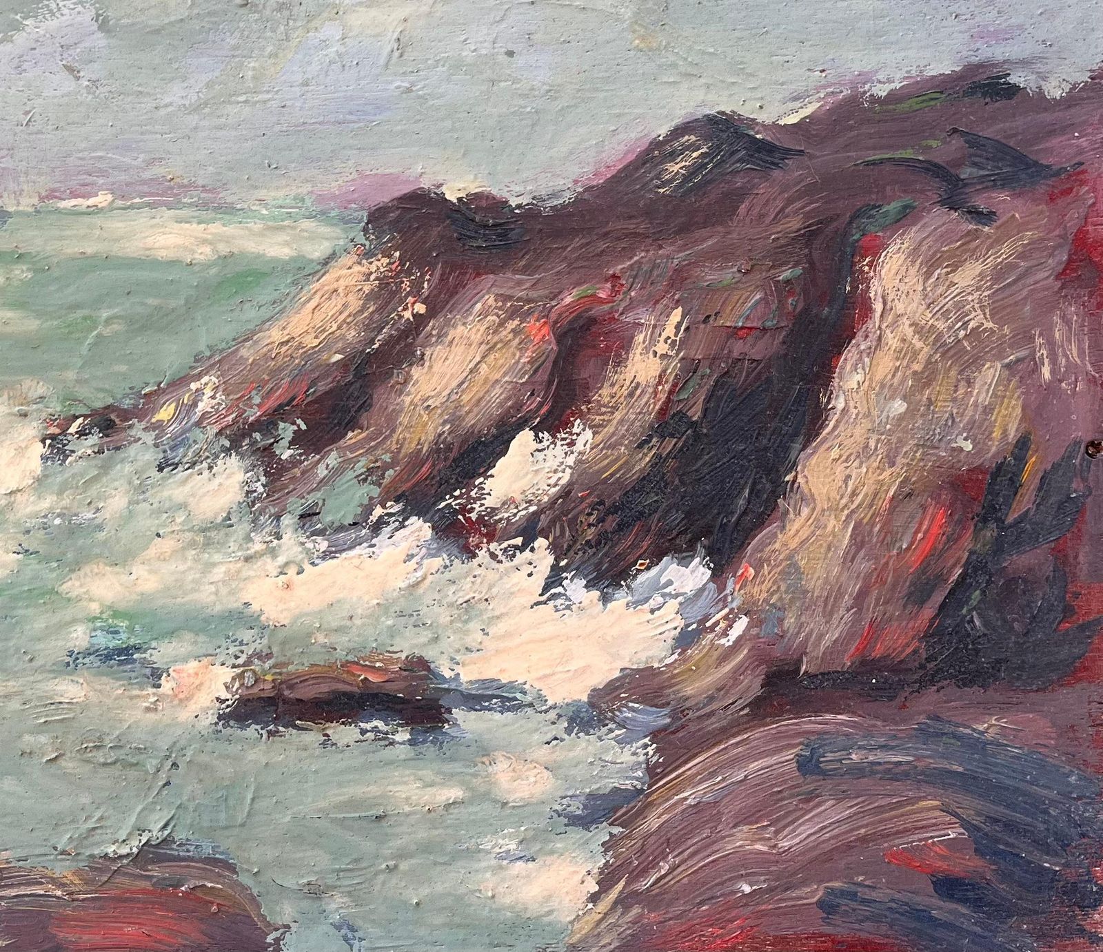 Fanch Lelfrench Impressionist Coastal Scene With Crashing Waves And Sailing Boats photo Art