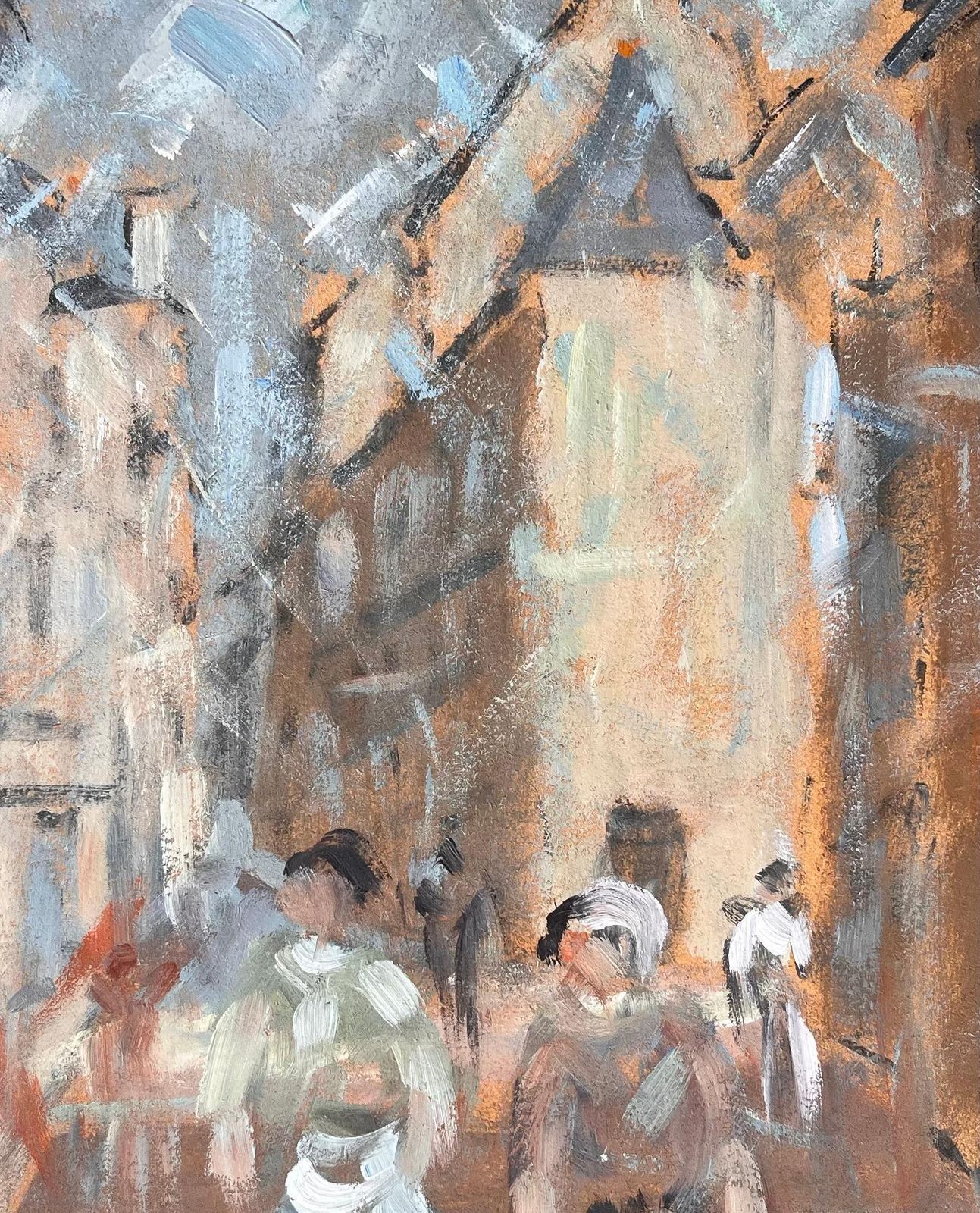 Fanch Lelimpressionist Street Scene With Figures In Motion In A Historic European Town1998 photo buy