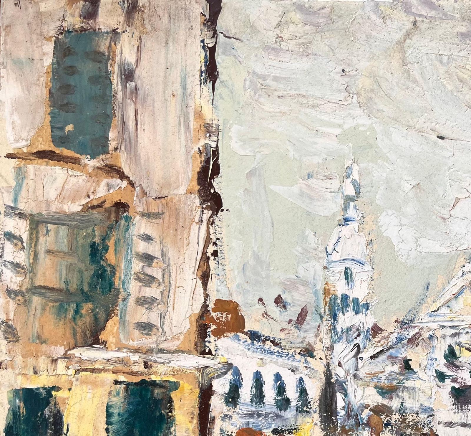 Fanch Lelfrench Impressionist Winter Street Scene With Sacré Cœur In Snow photo for sale