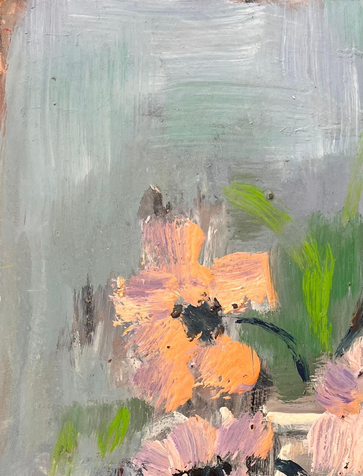 Fanch Lelimpressionist Still Life Of Pink Anemones In Pale Blue Pitcher Vase photo for sale