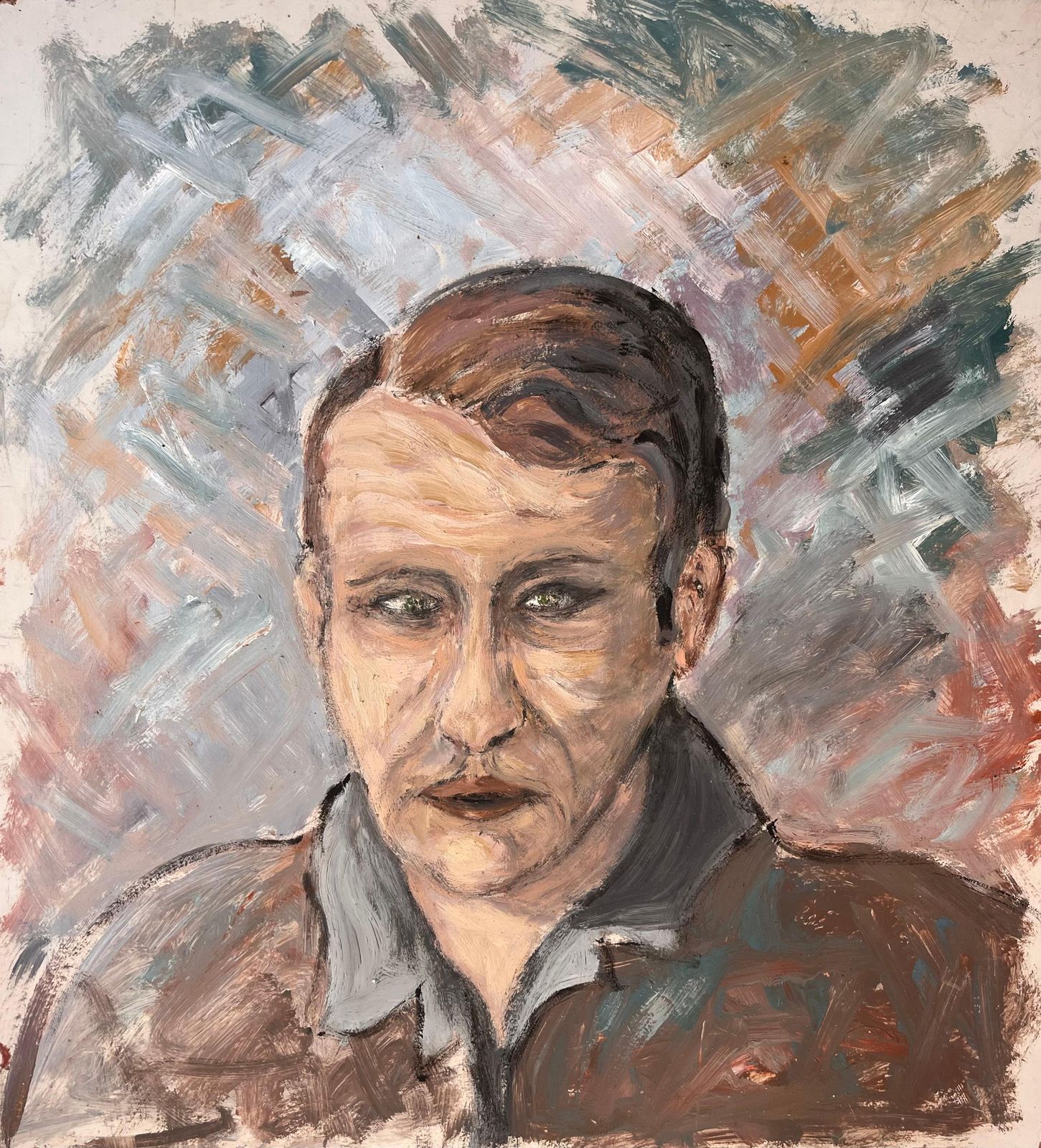 Fanch Lelexpressionist Portrait Of A Man With Piercing Eyes And Bold Brushwork