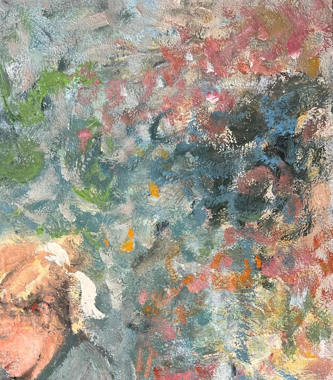 Fanch Lelimpressionist Painting Of A Young Girl Gathering Flowers In A Garden photo vinterior