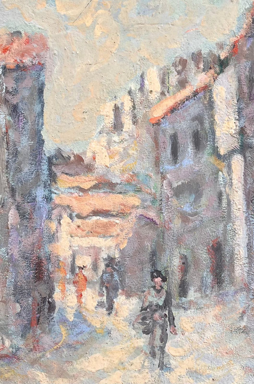 Fanch Lelfrench Impressionist Street Scene With Figures And Sunlit Buildings photo buy