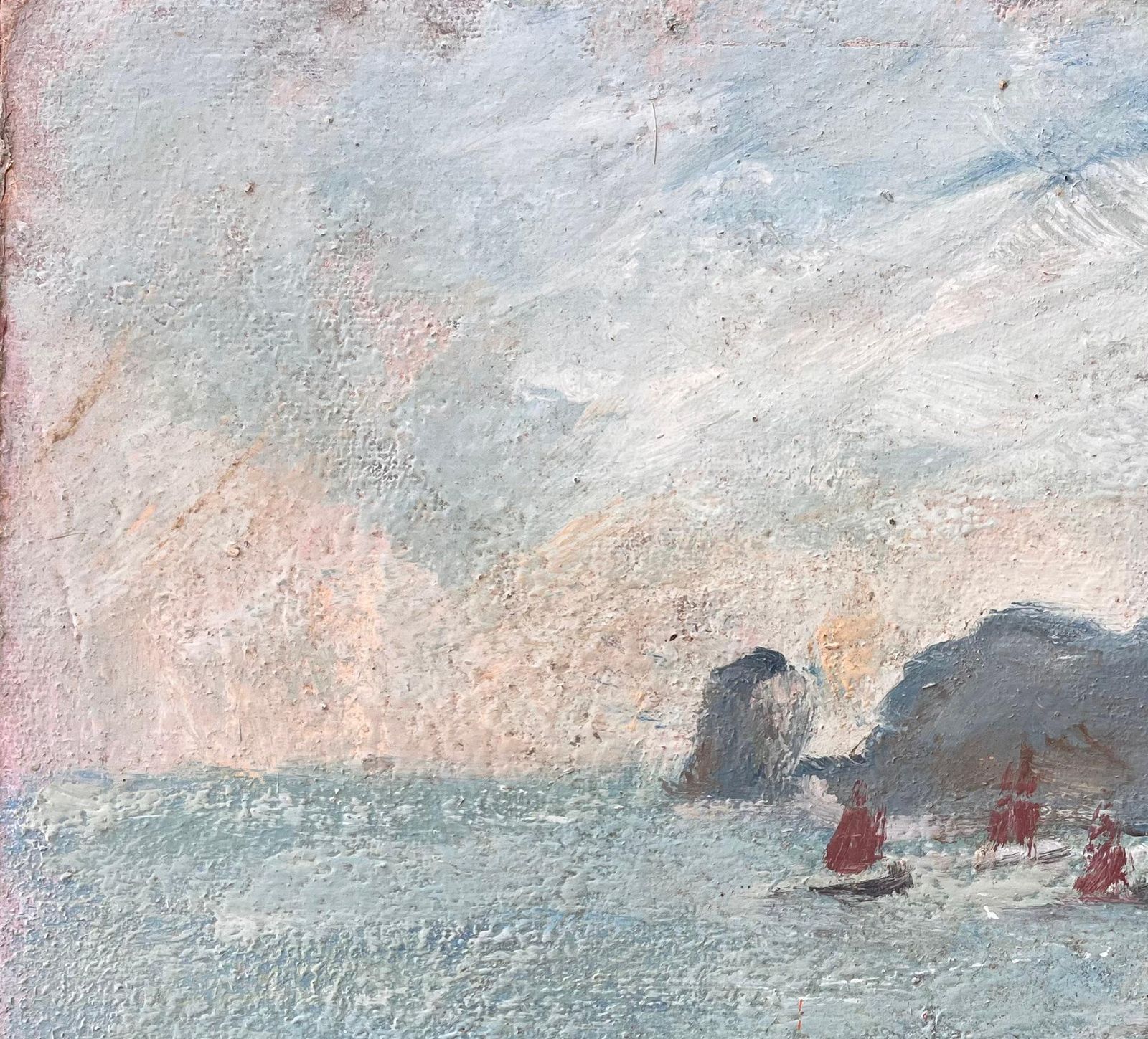 Fanch Lelimpressionist Coastal Seascape With Red Sails On The Côte Bretonne2007 photo vinterior