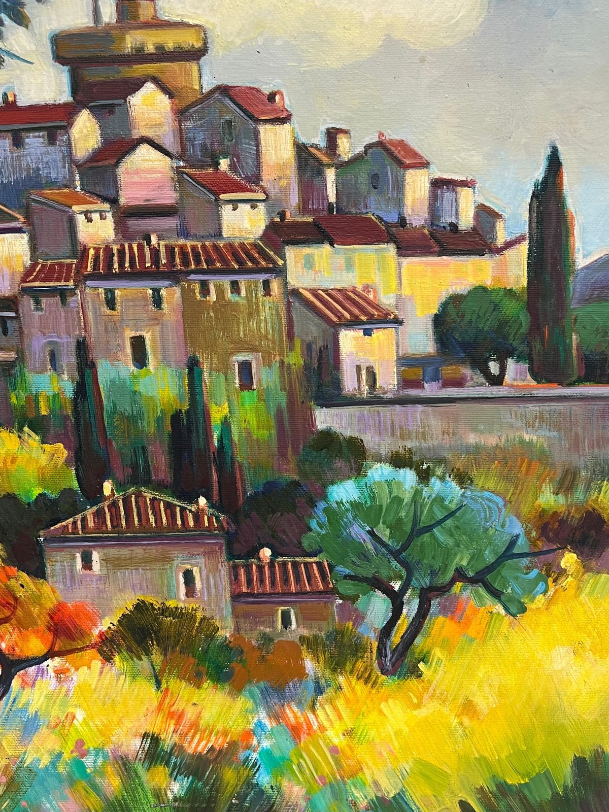 Max Toutainbright Summer French Layered Village Post Impressionist Painting photo for sale