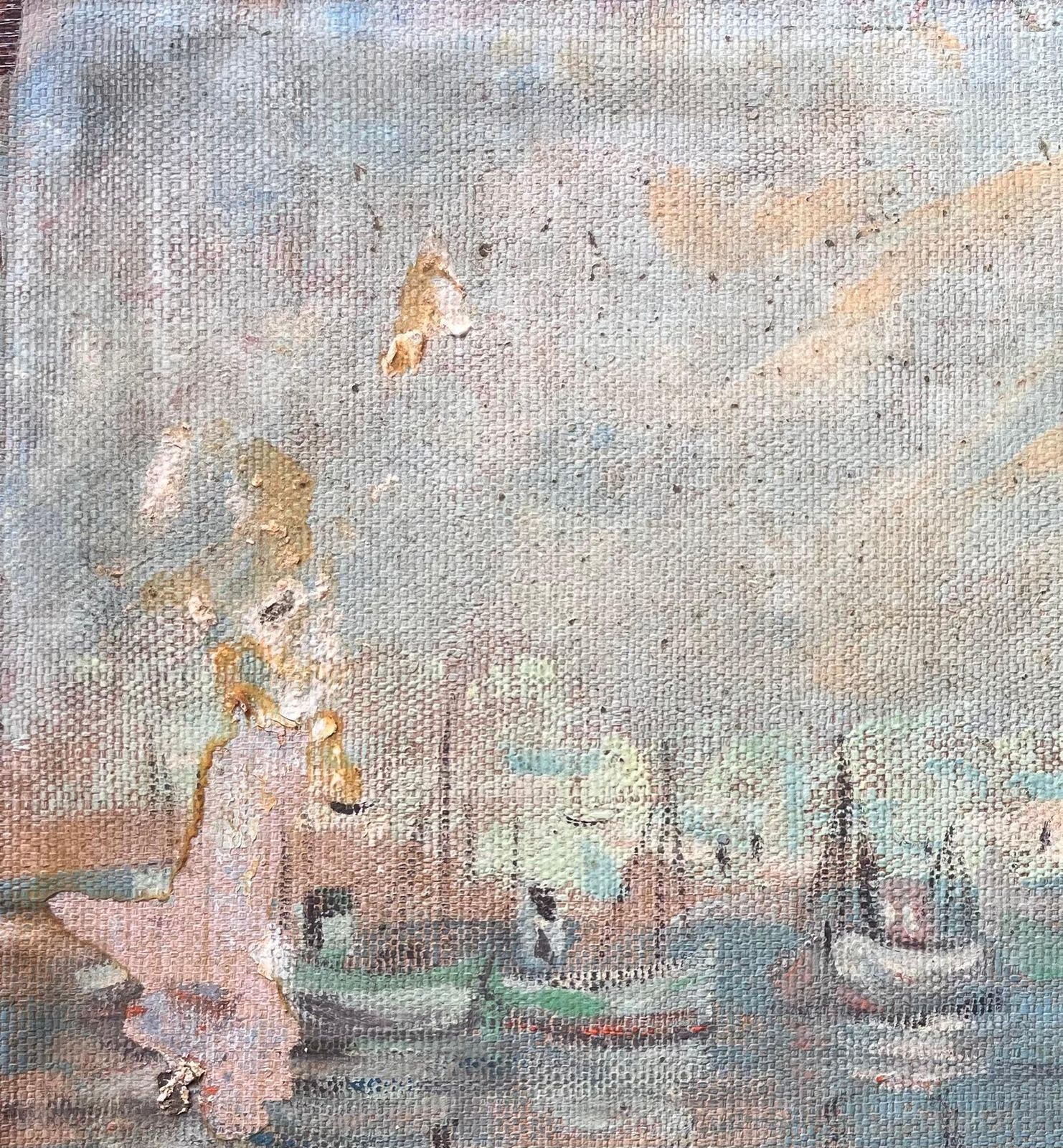 Fanch Lelimpressionist Oil Painting Port Scene With Green Dome And Fishing Boats photo 316.0