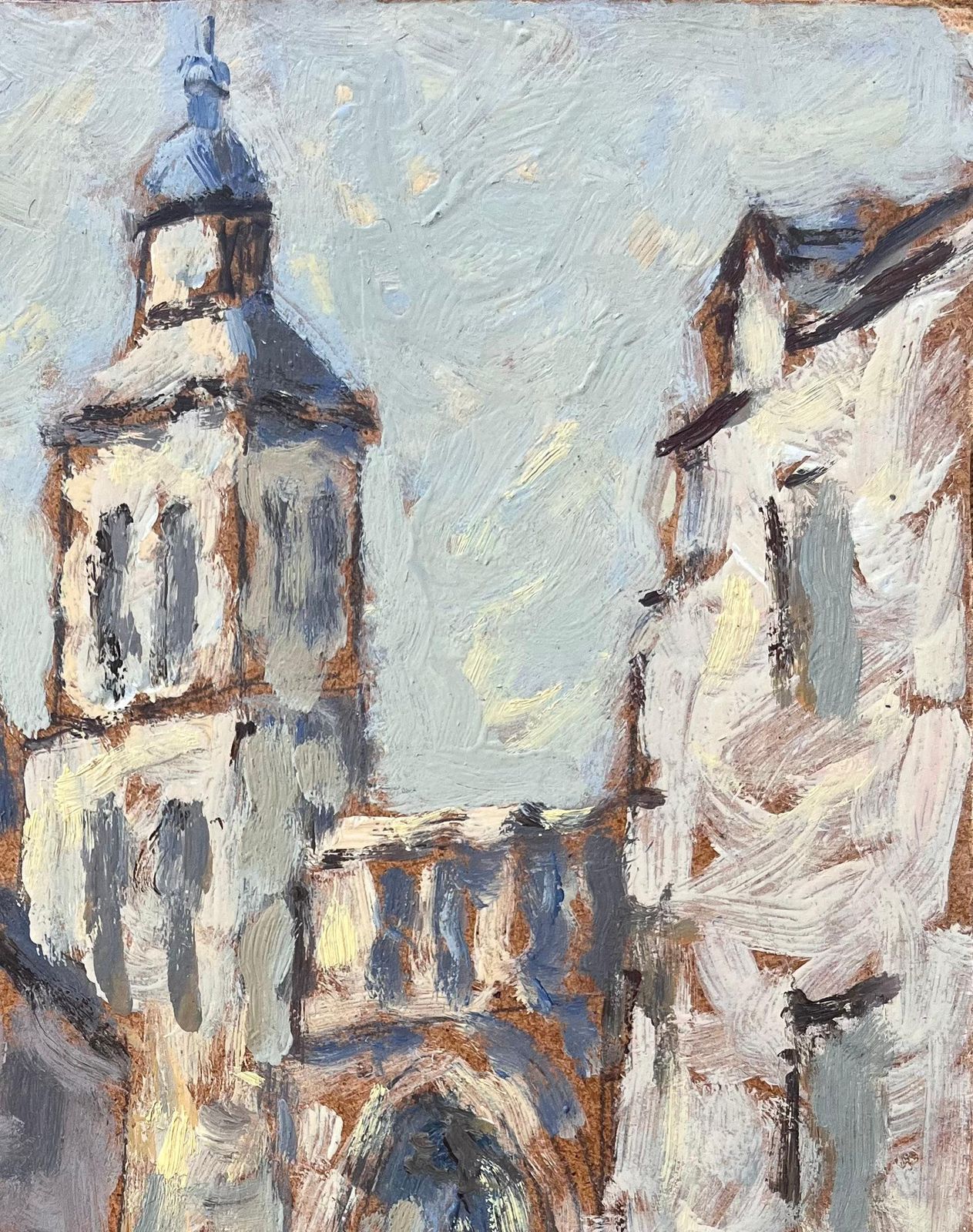 Fanch Lelfrench Impressionist Oil Painting Of Busy Street Scene In Dieulefit DRôme1997 photo 454.0