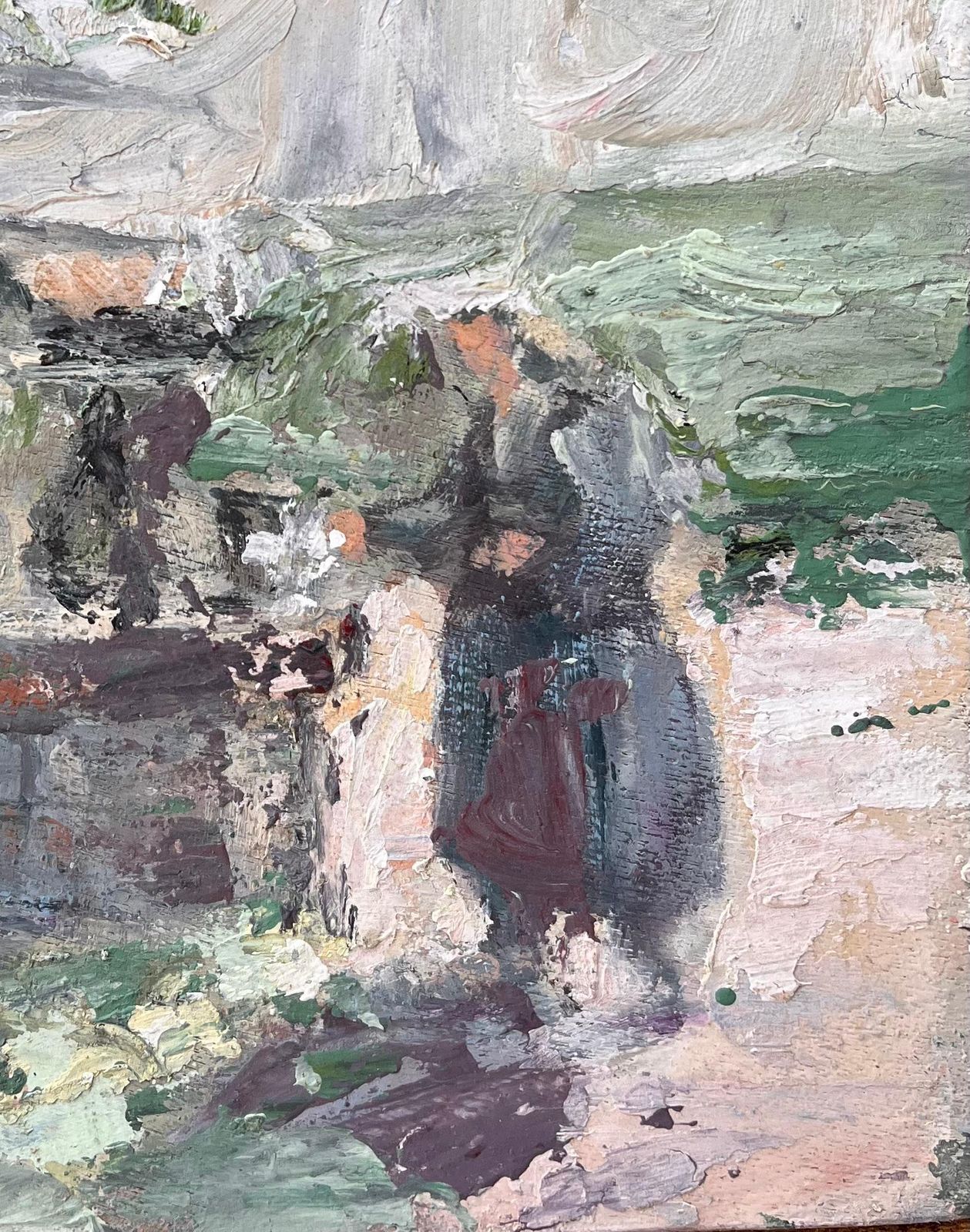 Fanch Lelimpressionist Pastoral Scene With Woman At Stone Fountain Under Tree photo for sale
