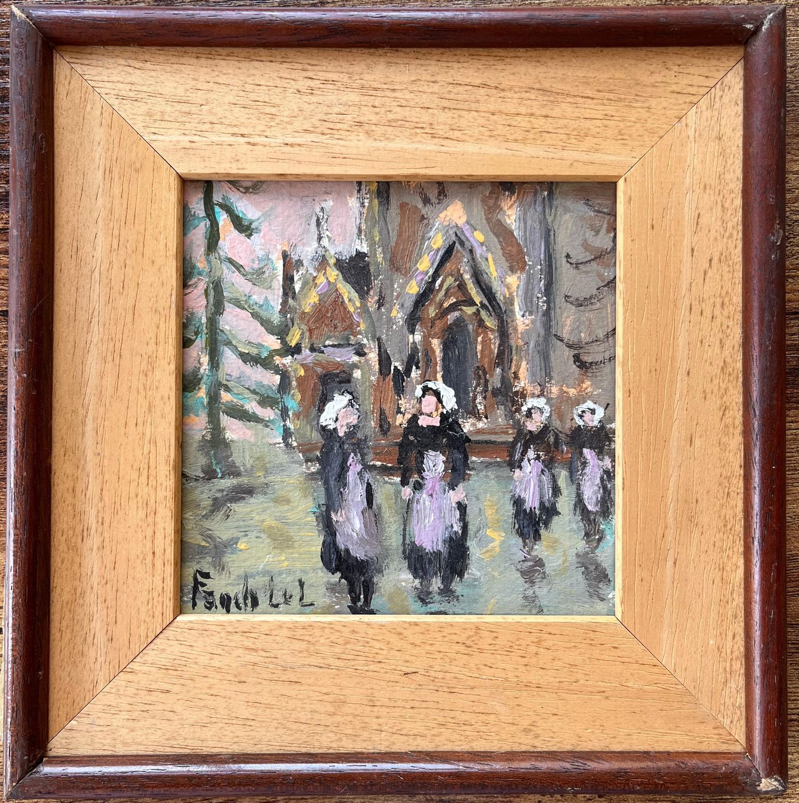 Fanch Lelimpressionist Scene Of Breton Churchgoers Leaving Mass In Traditional Dress2007 photo furniture