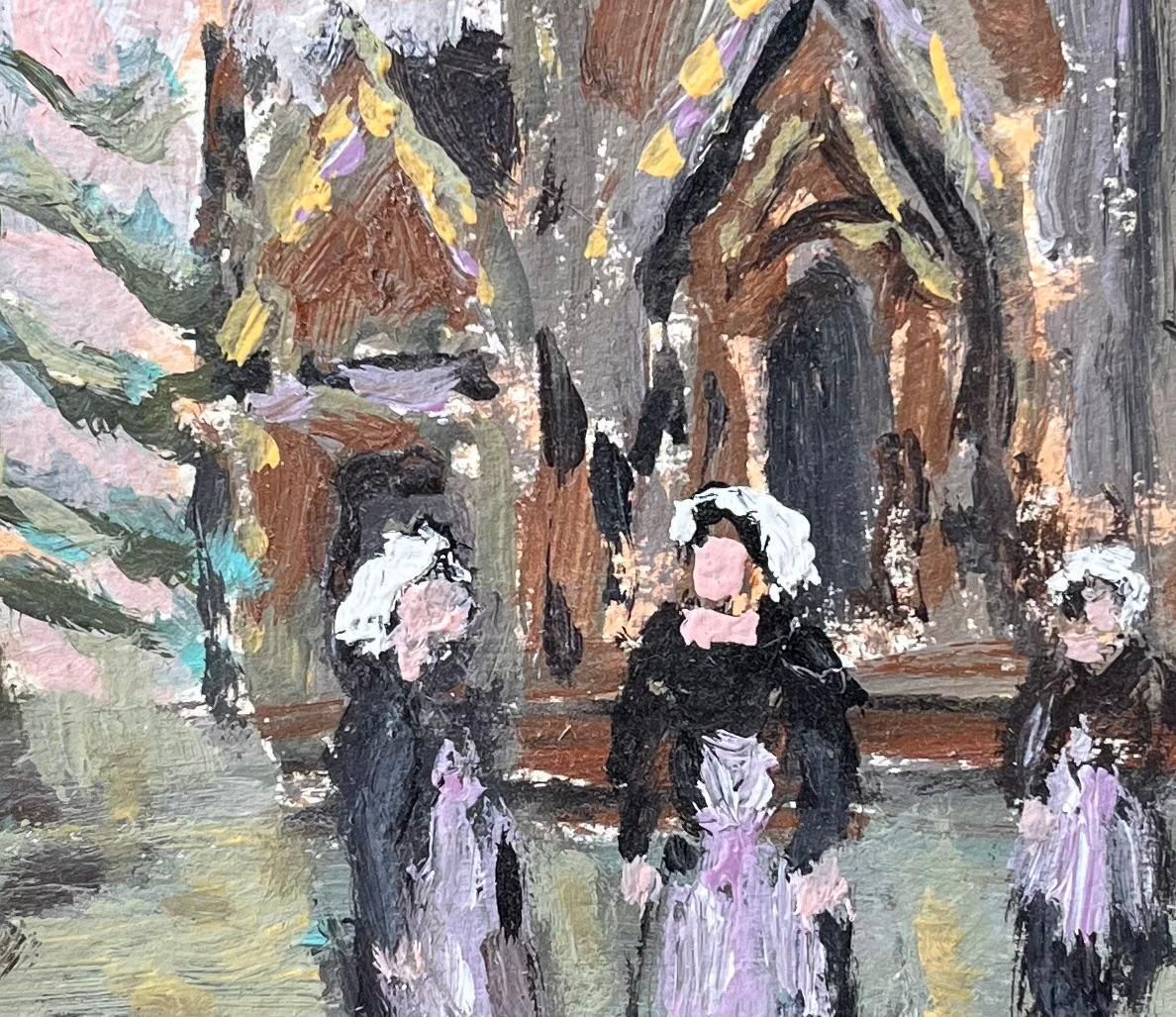 Fanch Lelimpressionist Scene Of Breton Churchgoers Leaving Mass In Traditional Dress2007 photo buy