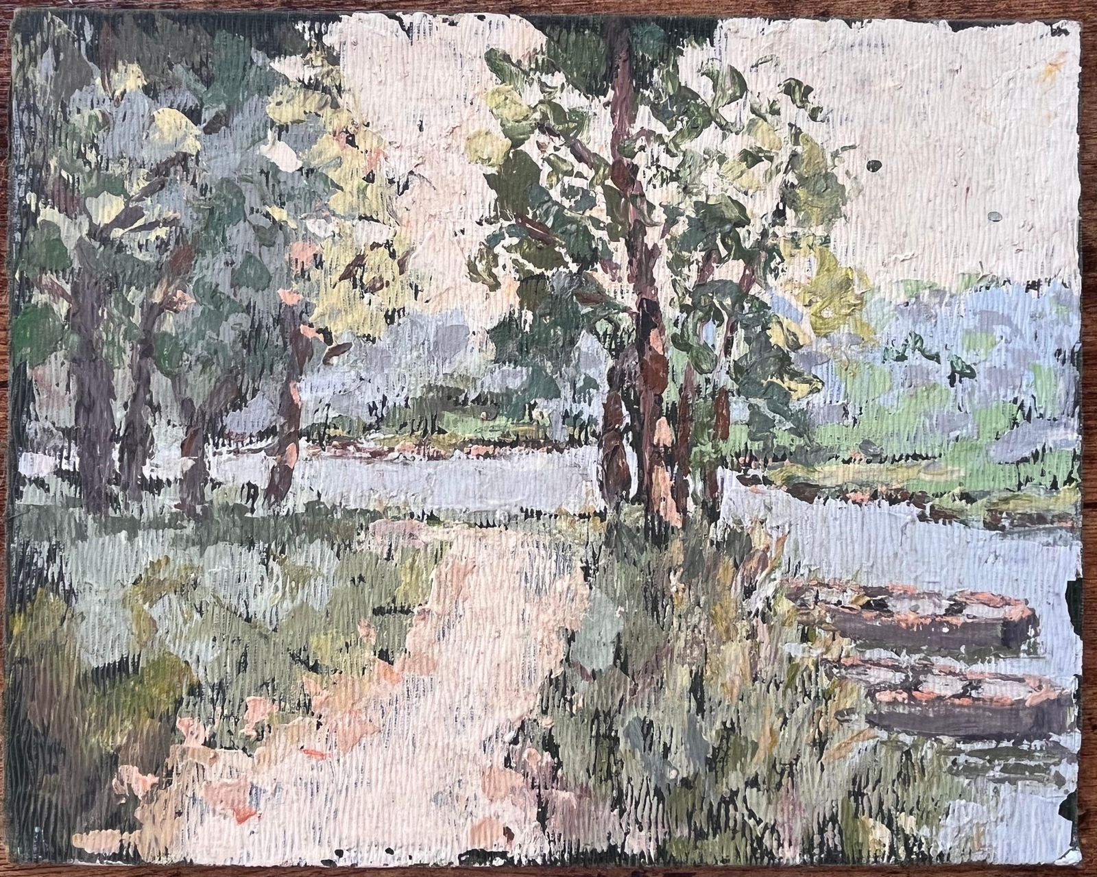 Fanch Lelimpressionist Forest River Scene With Path And Boats In Soft Summer Light photo furniture