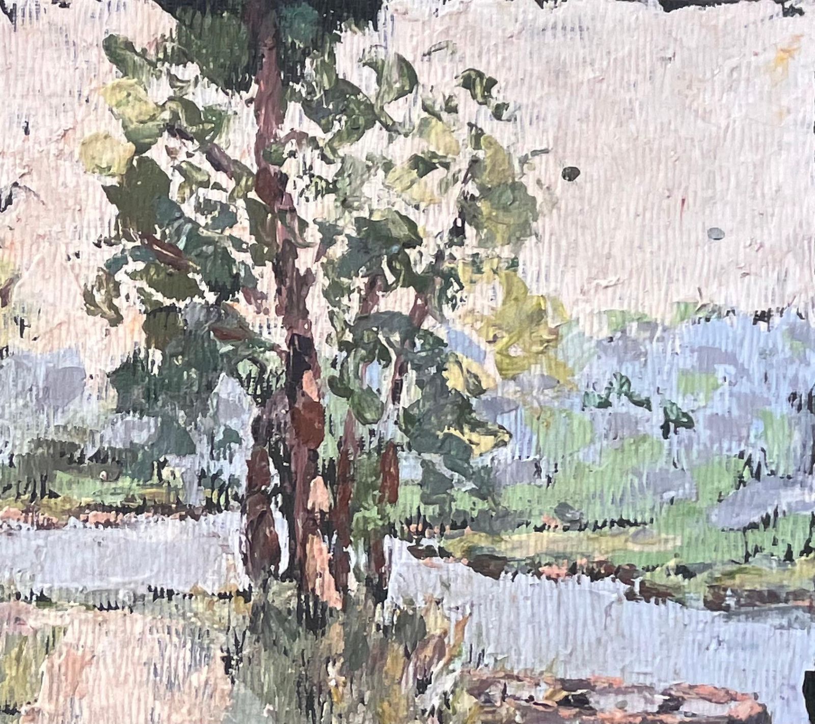 Fanch Lelimpressionist Forest River Scene With Path And Boats In Soft Summer Light photo vinterior
