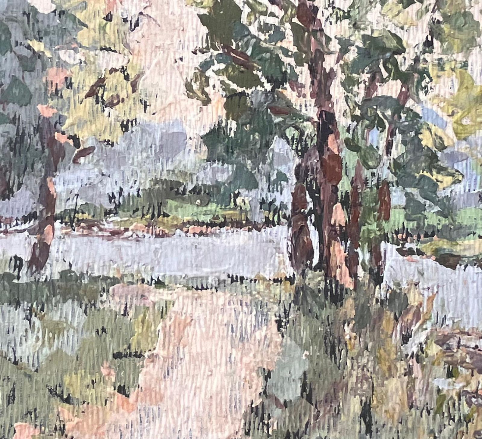 Fanch Lelimpressionist Forest River Scene With Path And Boats In Soft Summer Light photo buy