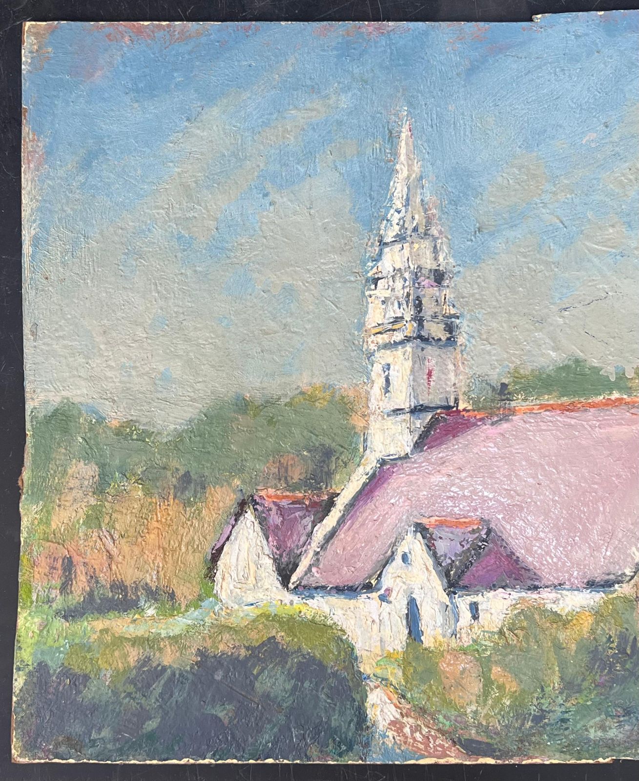 Fanch Lelpurple Roof Church In Green Enclosed Gardens French Landscape Oil Painting19th Century photo Art