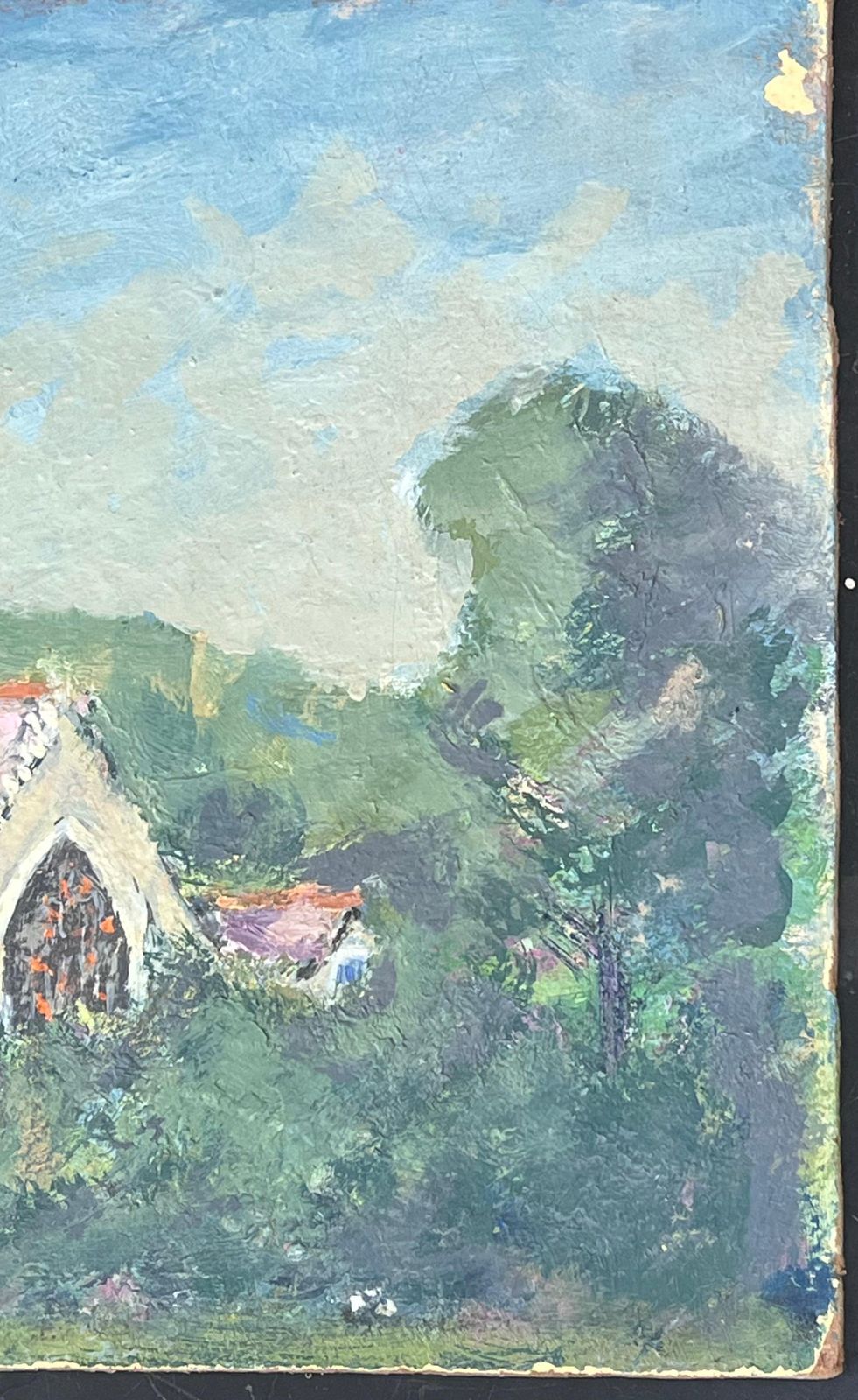 Fanch Lelpurple Roof Church In Green Enclosed Gardens French Landscape Oil Painting19th Century photo 484.0