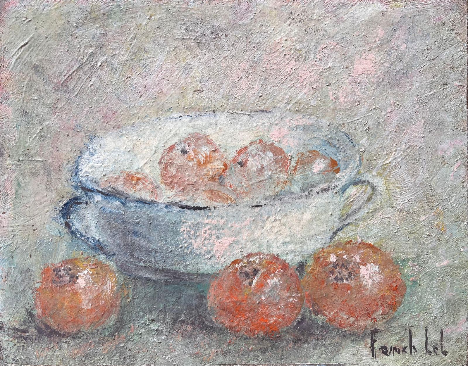Fanch Lelimpressionist Still Life With Apples In Bowl Jacques Cartier Basin Saint Malo