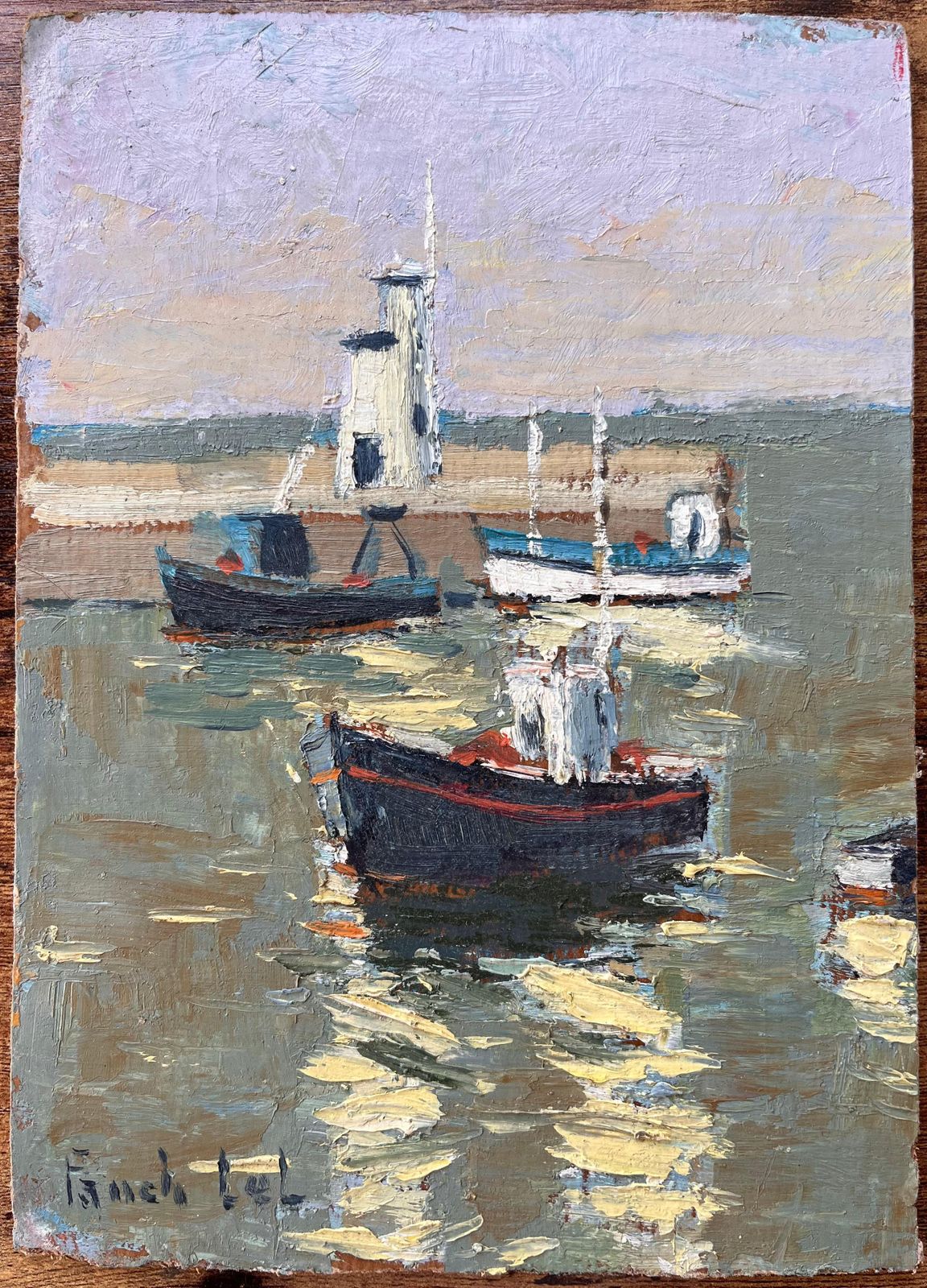 Fanch Lelimpressionist French Harbour Scene With Lighthouse And Fishing Boats At Piriac2000 photo furniture