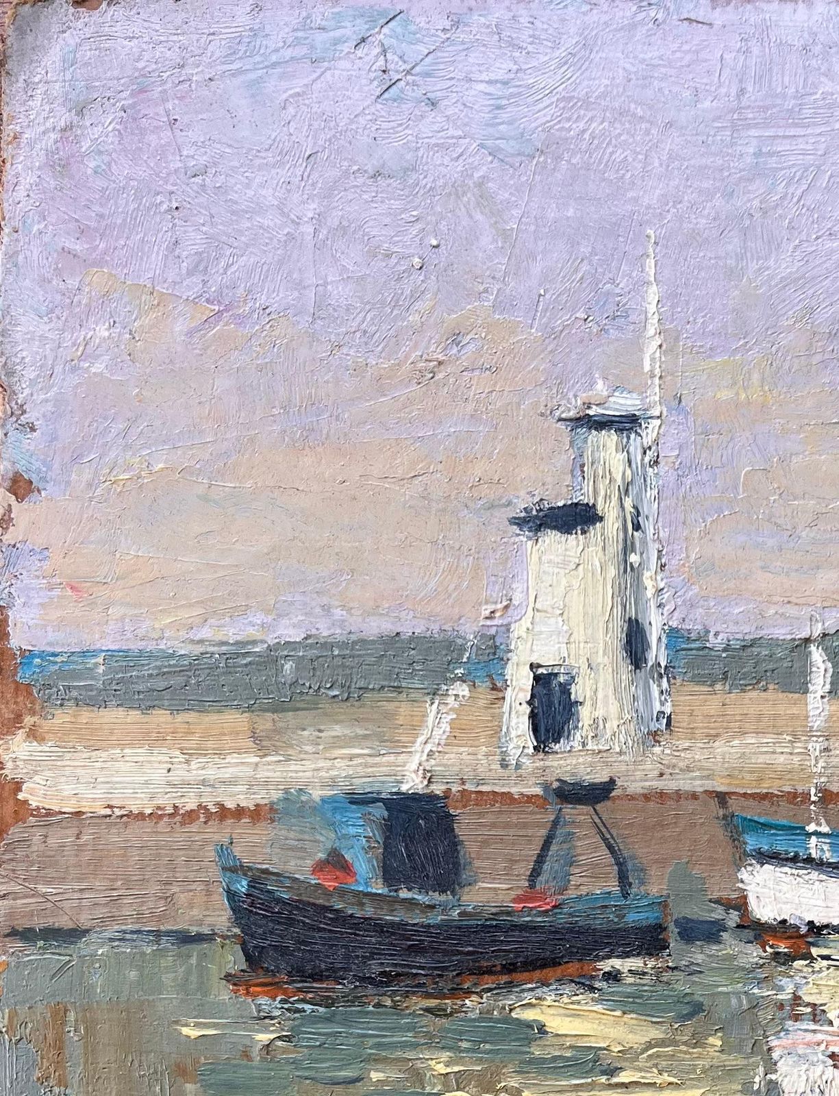 Fanch Lelimpressionist French Harbour Scene With Lighthouse And Fishing Boats At Piriac2000 photo for sale