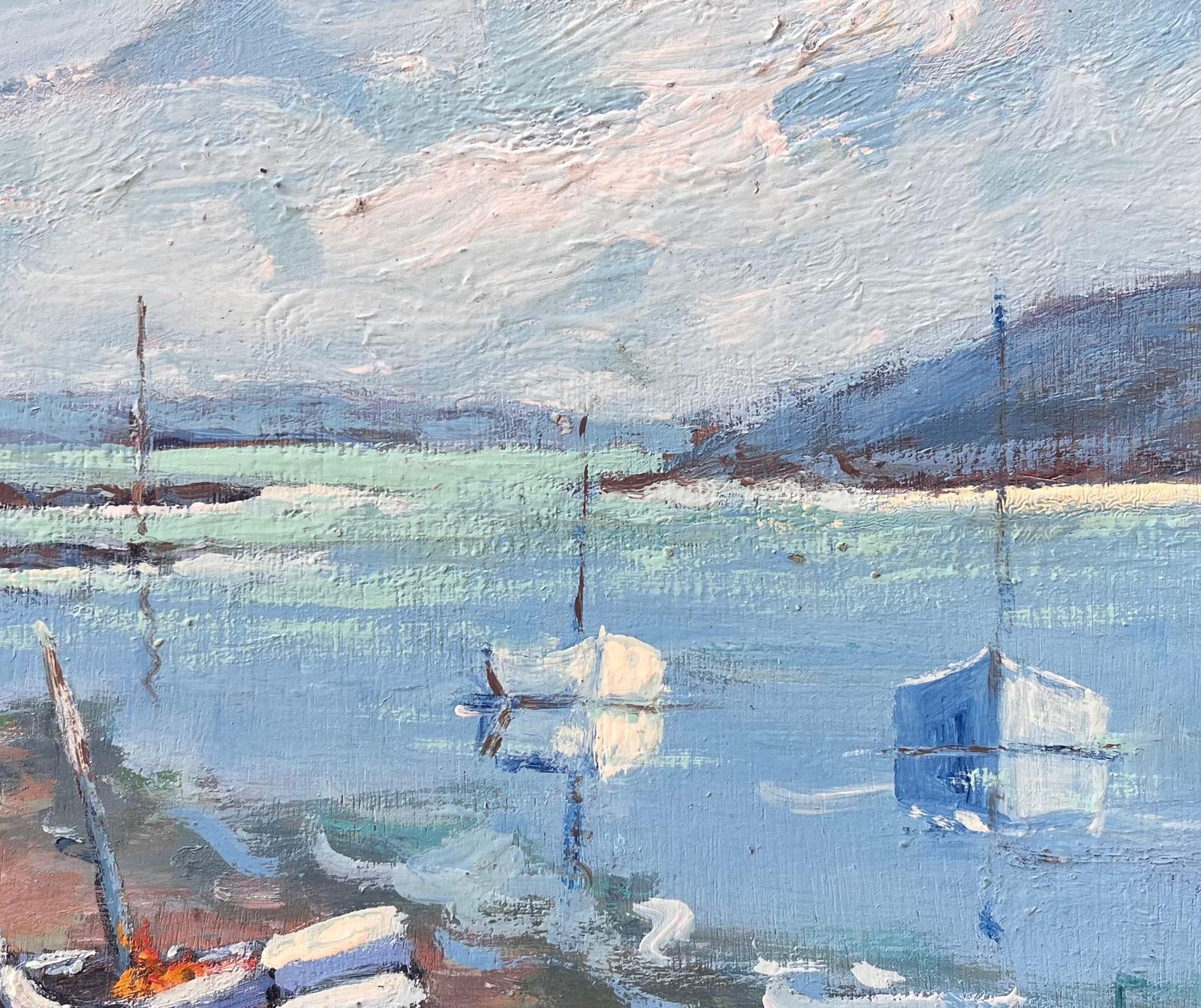 Fanch Lelfrench Coastal Painting Of Boats At Low Tide In La Richardais In Brittany photo buy