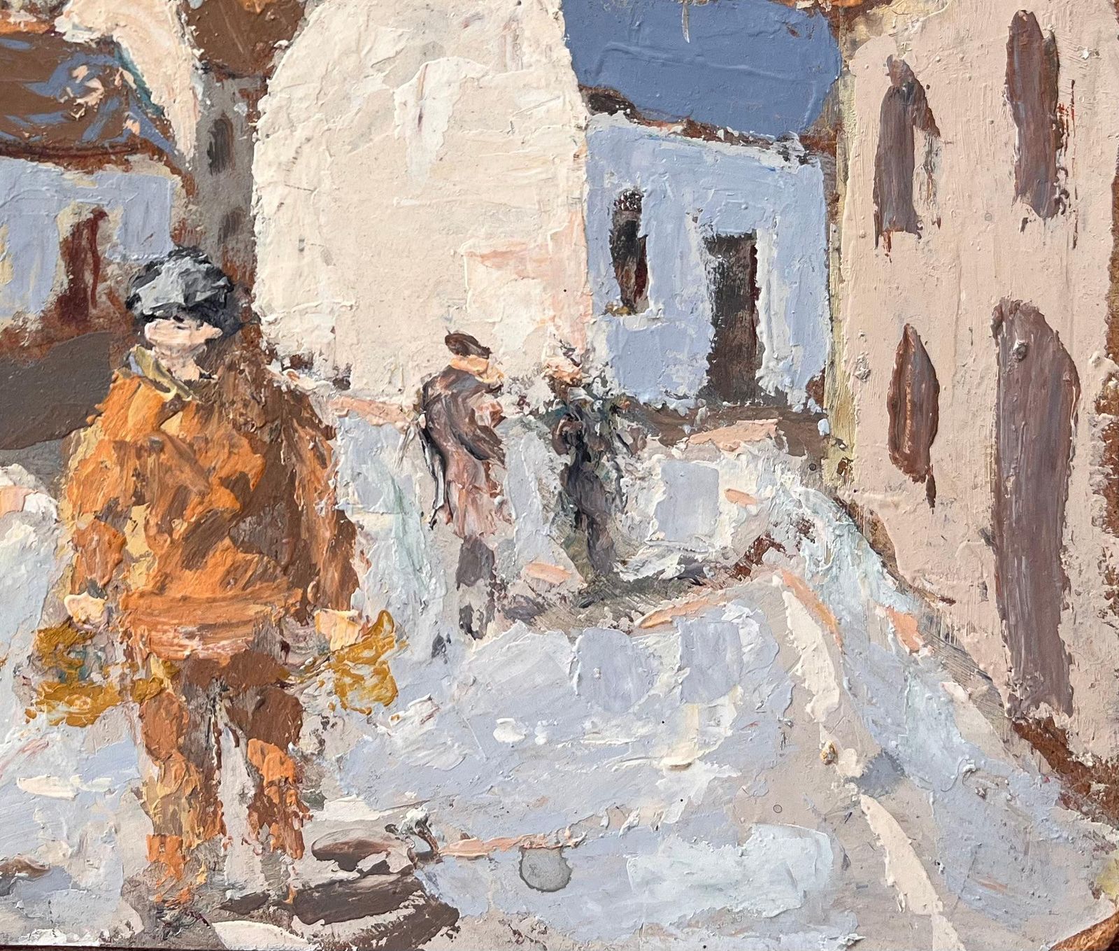 Fanch Lelimpressionist French Village Street Scene With Figures And Bell Tower photo Art