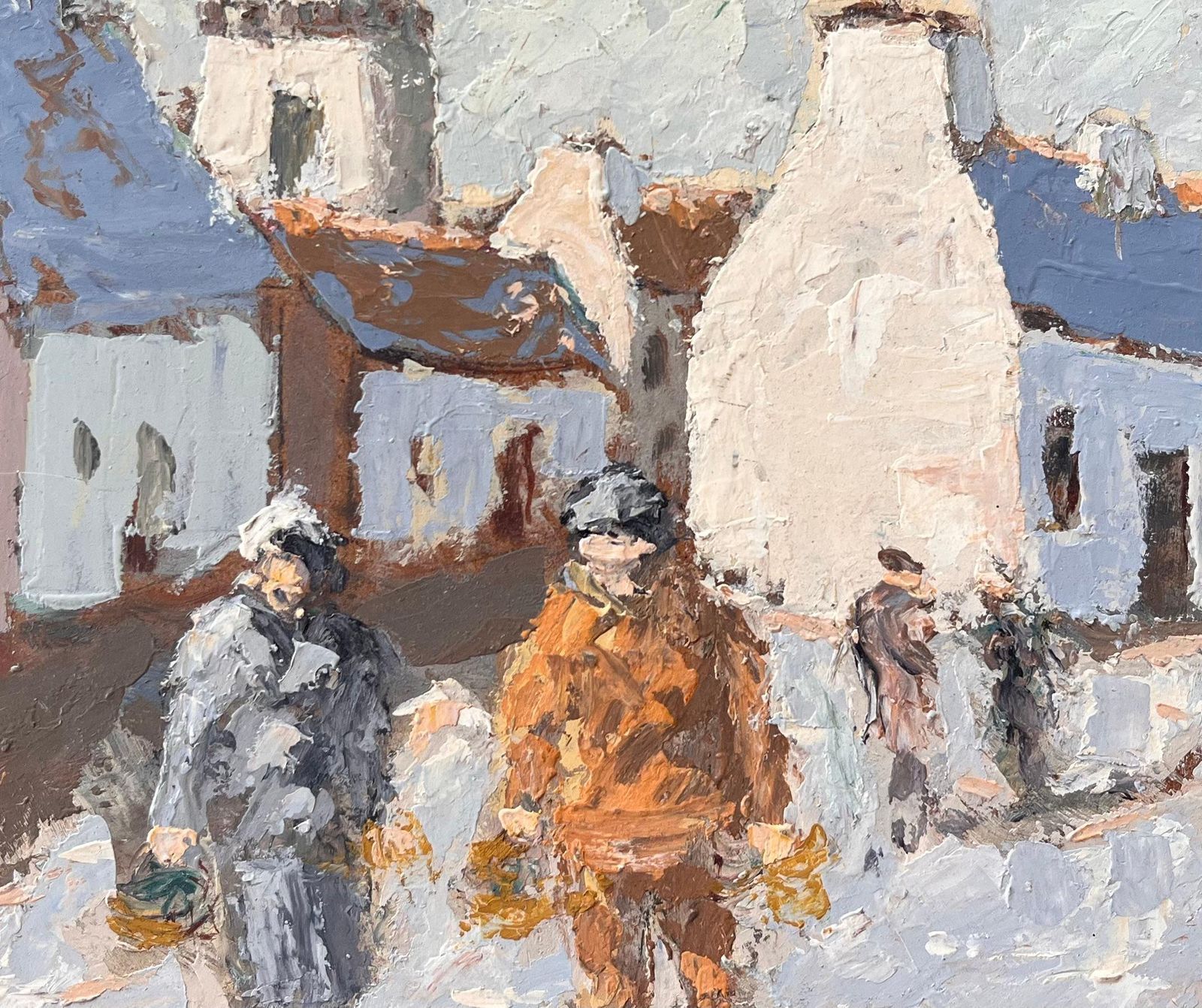 Fanch Lelimpressionist French Village Street Scene With Figures And Bell Tower photo vinterior