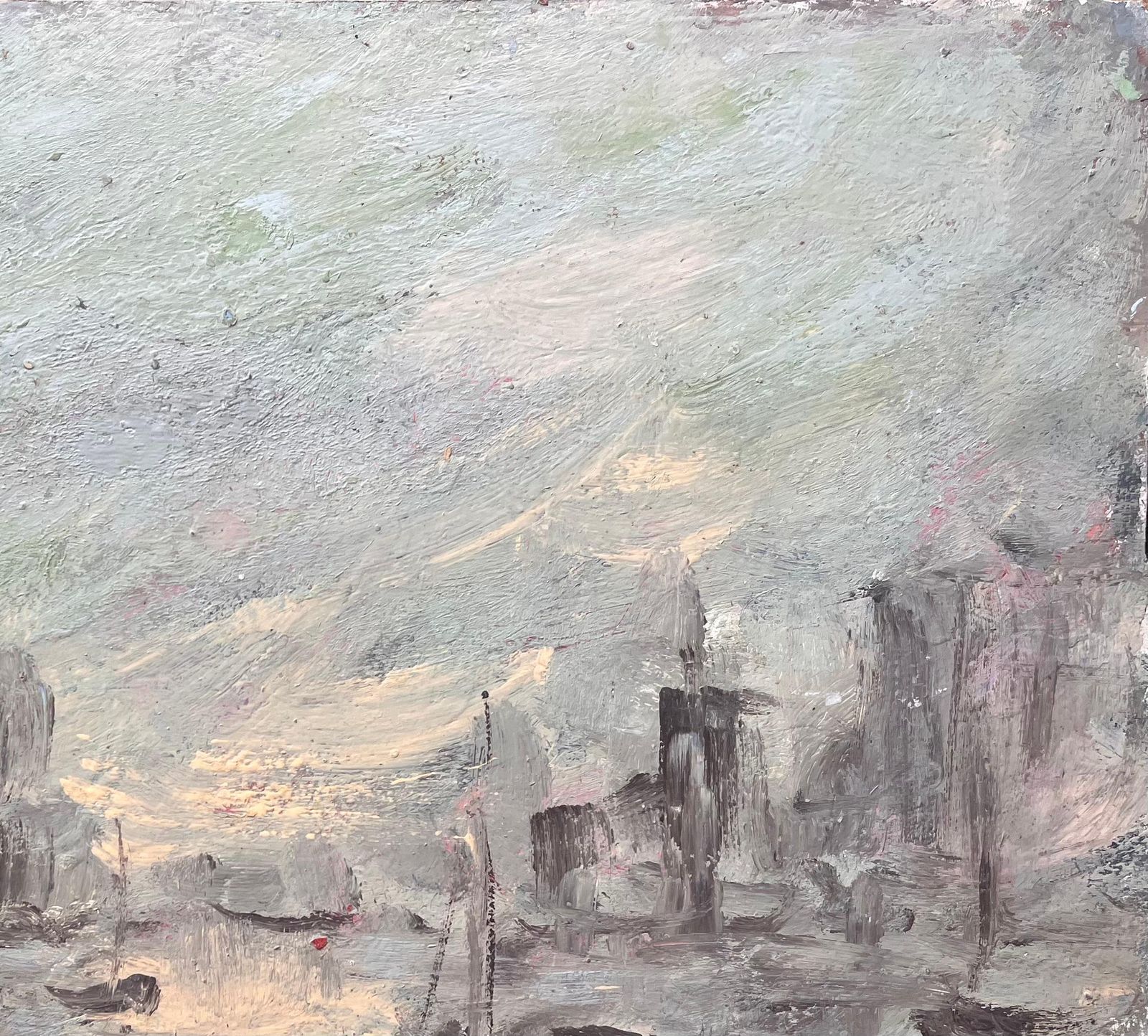 Fanch Lelmoody Monochrome Harbor Scene With Reflections And Fishing Boats photo vinterior