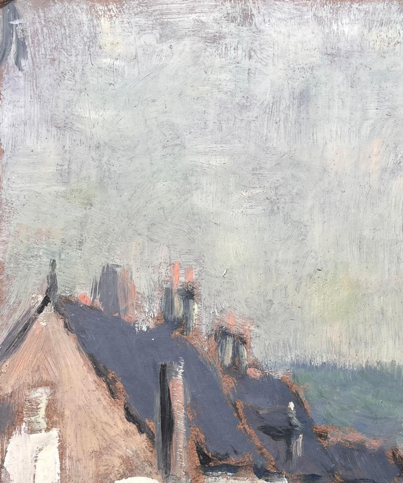 Fanch Lelimpressionist Muted Street Scene With Pale Yellow Stone Houses And Slate Roofs photo 520.0