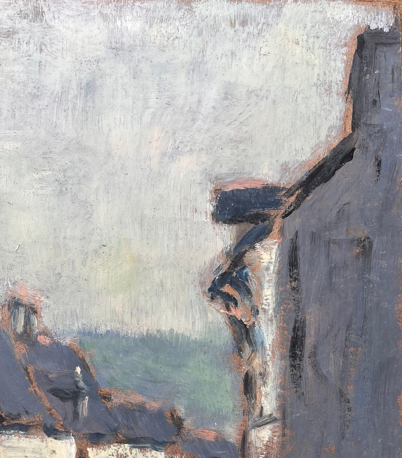 Fanch Lelimpressionist Muted Street Scene With Pale Yellow Stone Houses And Slate Roofs photo vinterior