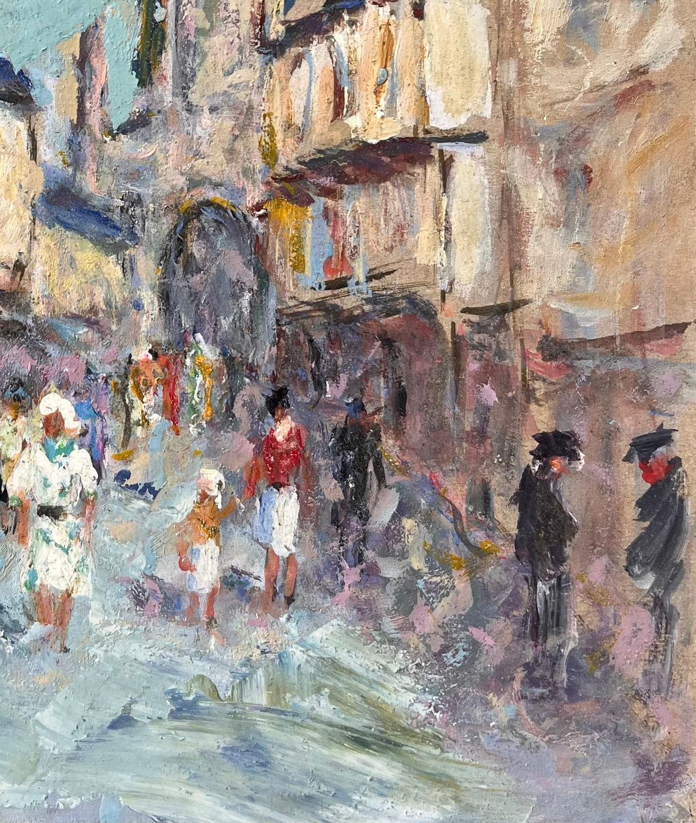 Fanch Lelfrench Impressionist Street Scene With Cathedral And Timbered Houses2003 photo for sale