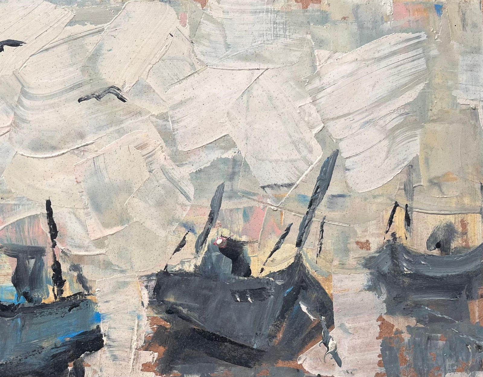 Fanch Lelboats In Port Under Overcast Sky Impressionist Fishing Scene Bonjour Pêcheurs1996 photo 592.0