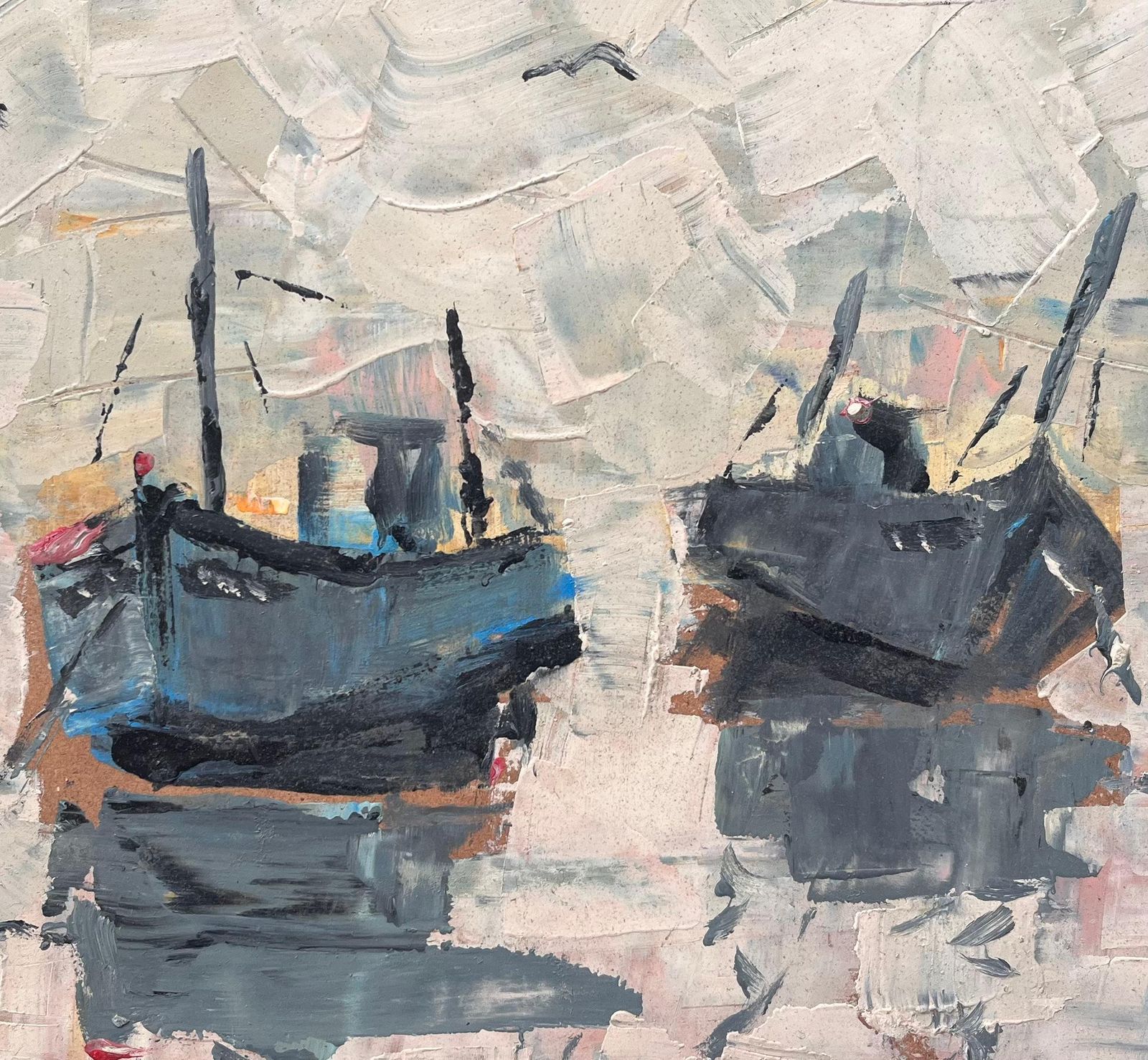 Fanch Lelboats In Port Under Overcast Sky Impressionist Fishing Scene Bonjour Pêcheurs1996 photo buy
