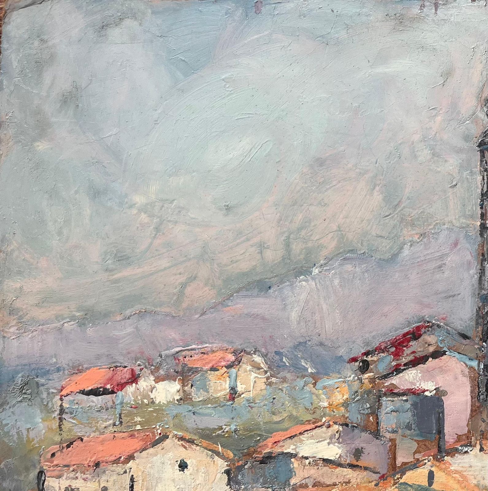 Fanch Lelfrench Impressionist Mountain Village With Church Tower And Red Tiled Roofs photo vinterior