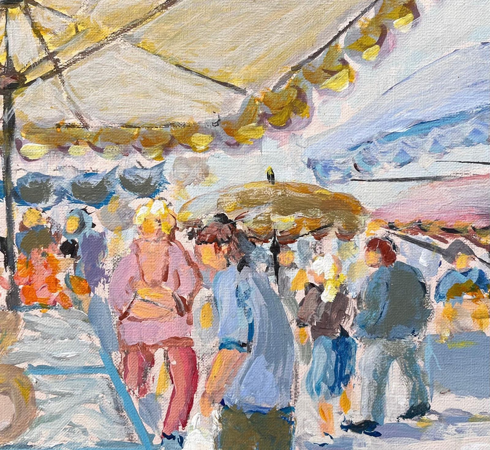 Fanch Lelmarché De Dinan French Market Scene With Umbrellas And Shoppers photo buy