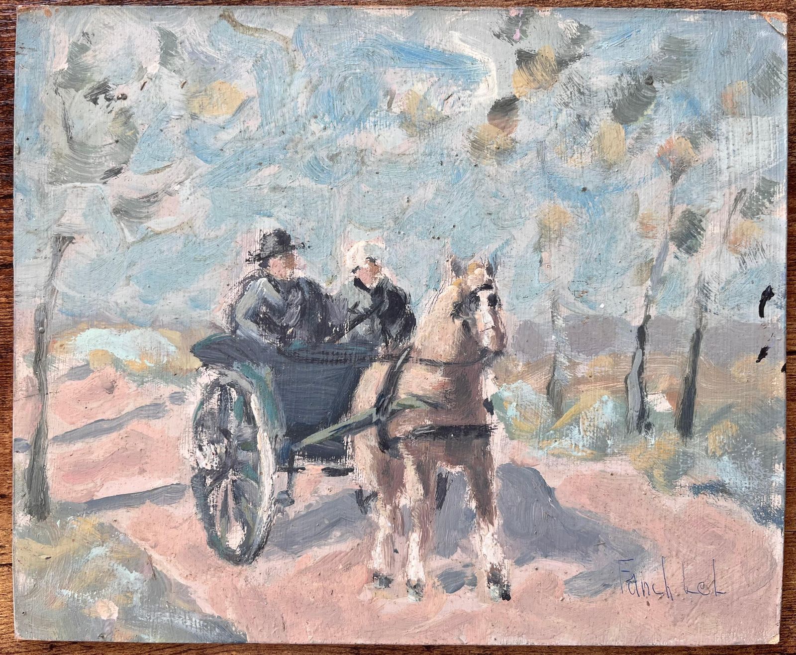 Fanch Lelfrench Impressionist Oil Painting Of Horse And Carriage Ride Through The Country photo furniture