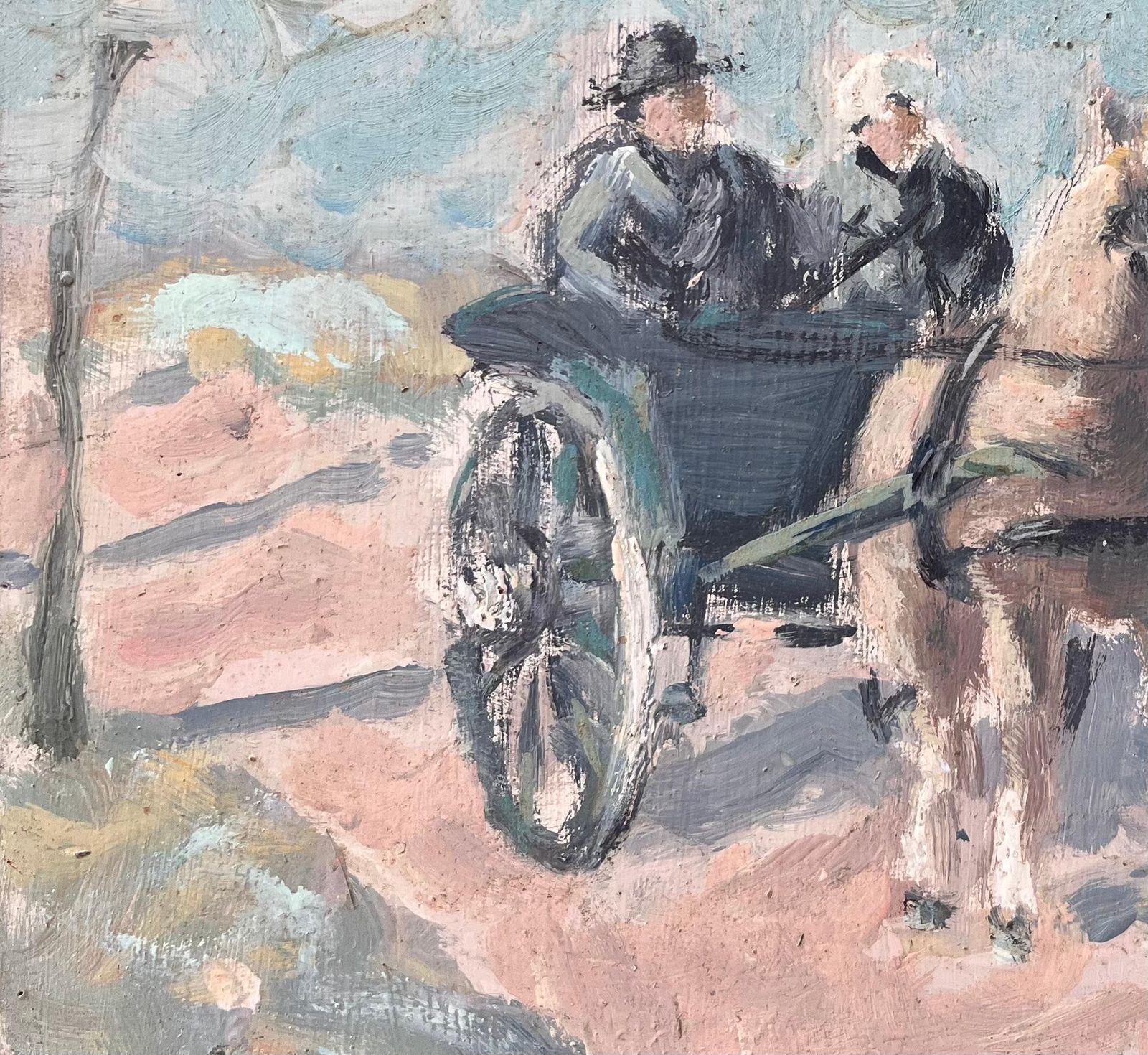 Fanch Lelfrench Impressionist Oil Painting Of Horse And Carriage Ride Through The Country photo for sale