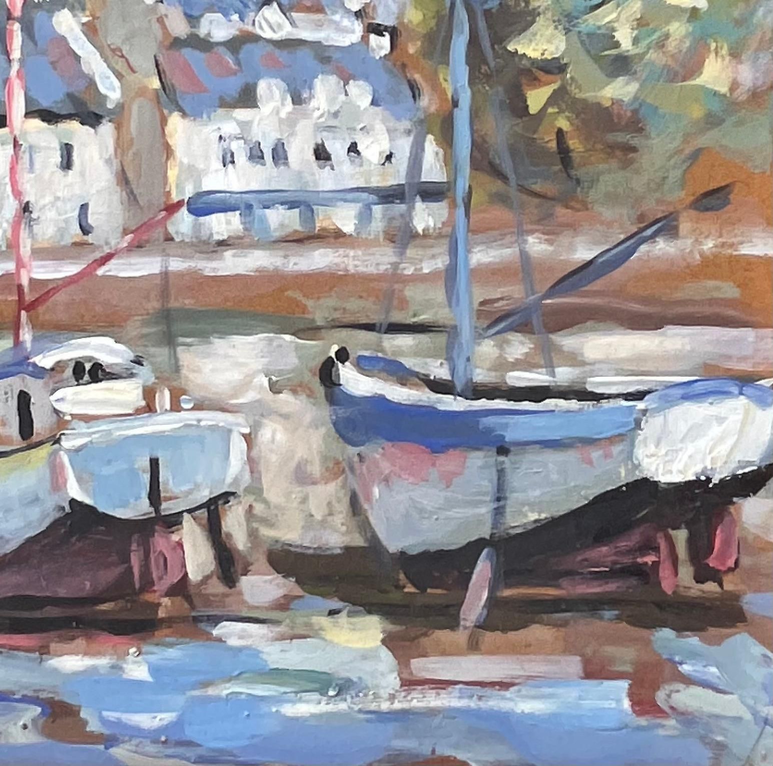 Fanch Lellow Tide Boats And Breton Houses In La Foret Fouesnant Coastal Scene2008 photo Art