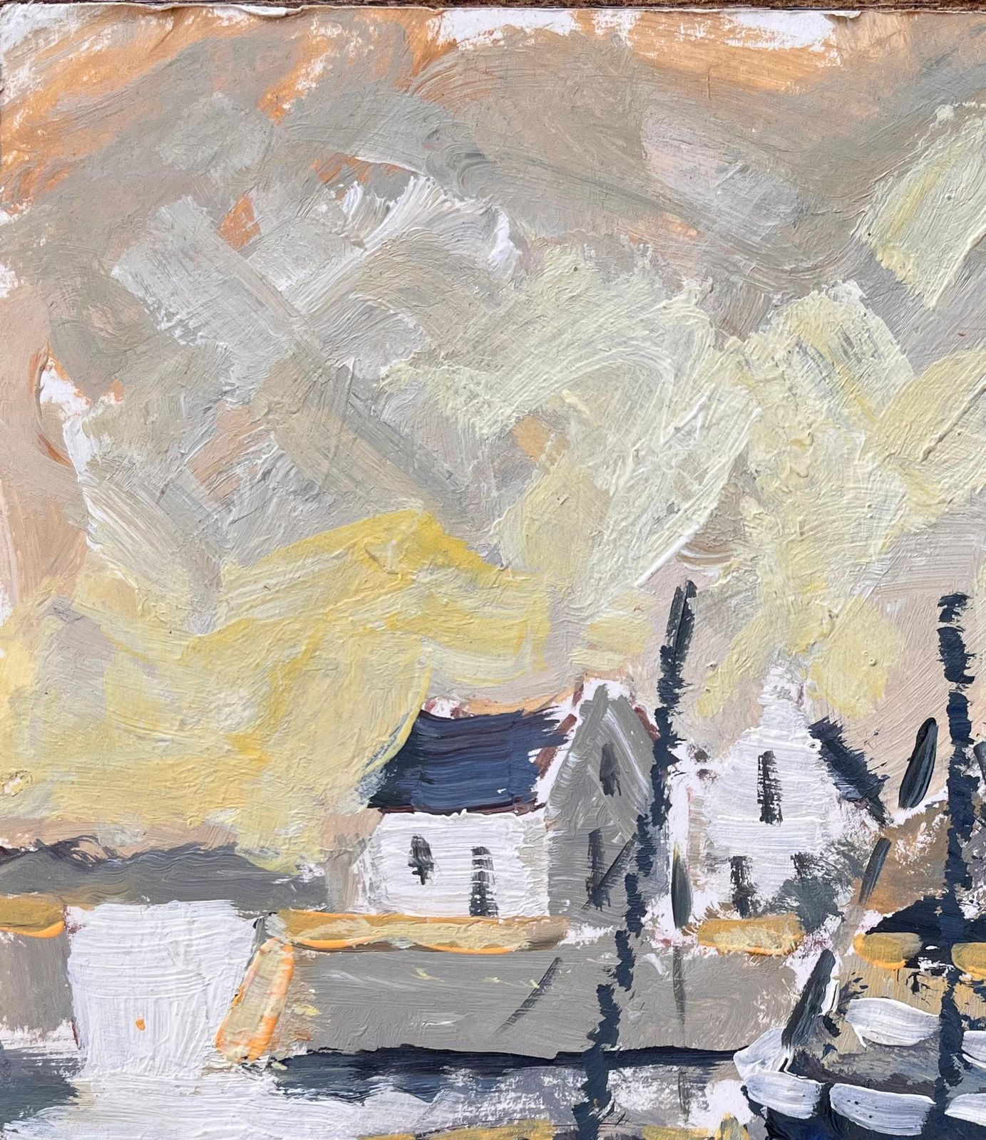 Fanch Lelimpressionist Coastal Fishing Village With Moored Boats In Ouessant In Brittany2008 photo 474.0