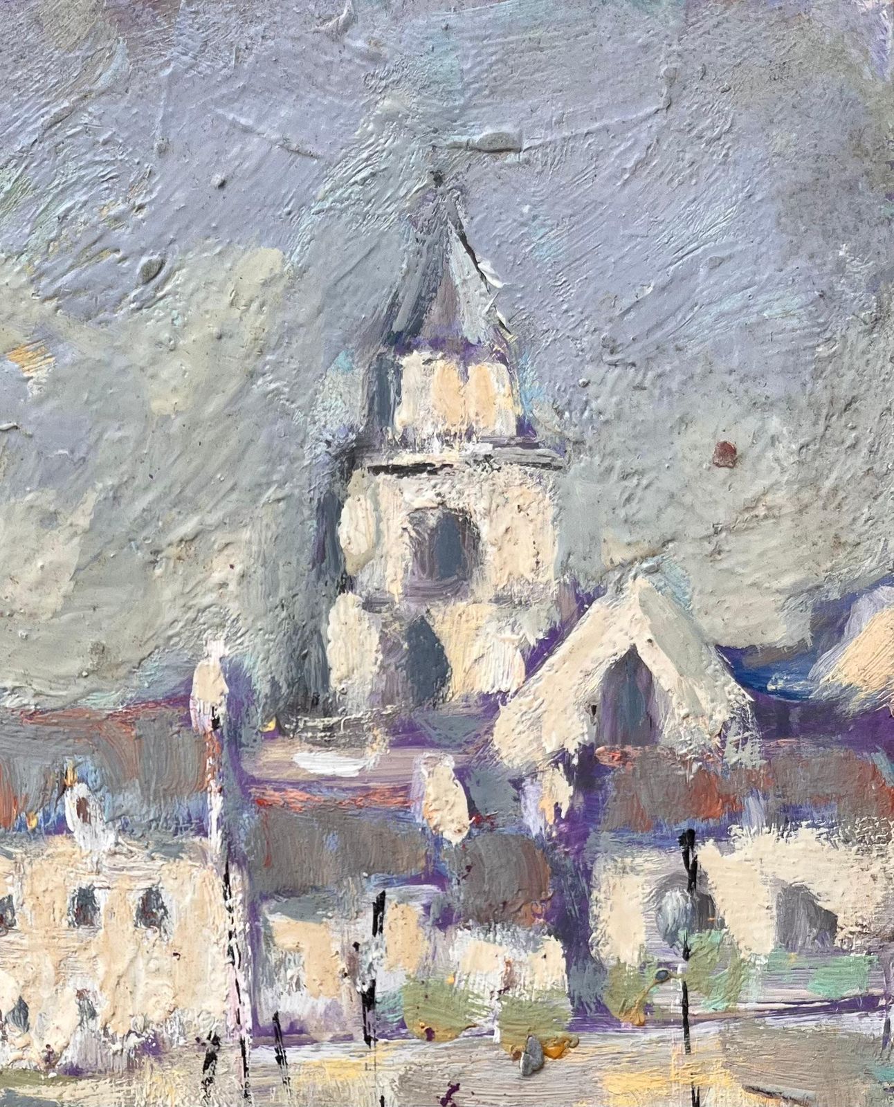 Fanch Lelimpressionist Coastal Town Scene With Church And Fishing Boat In Northern France photo Art