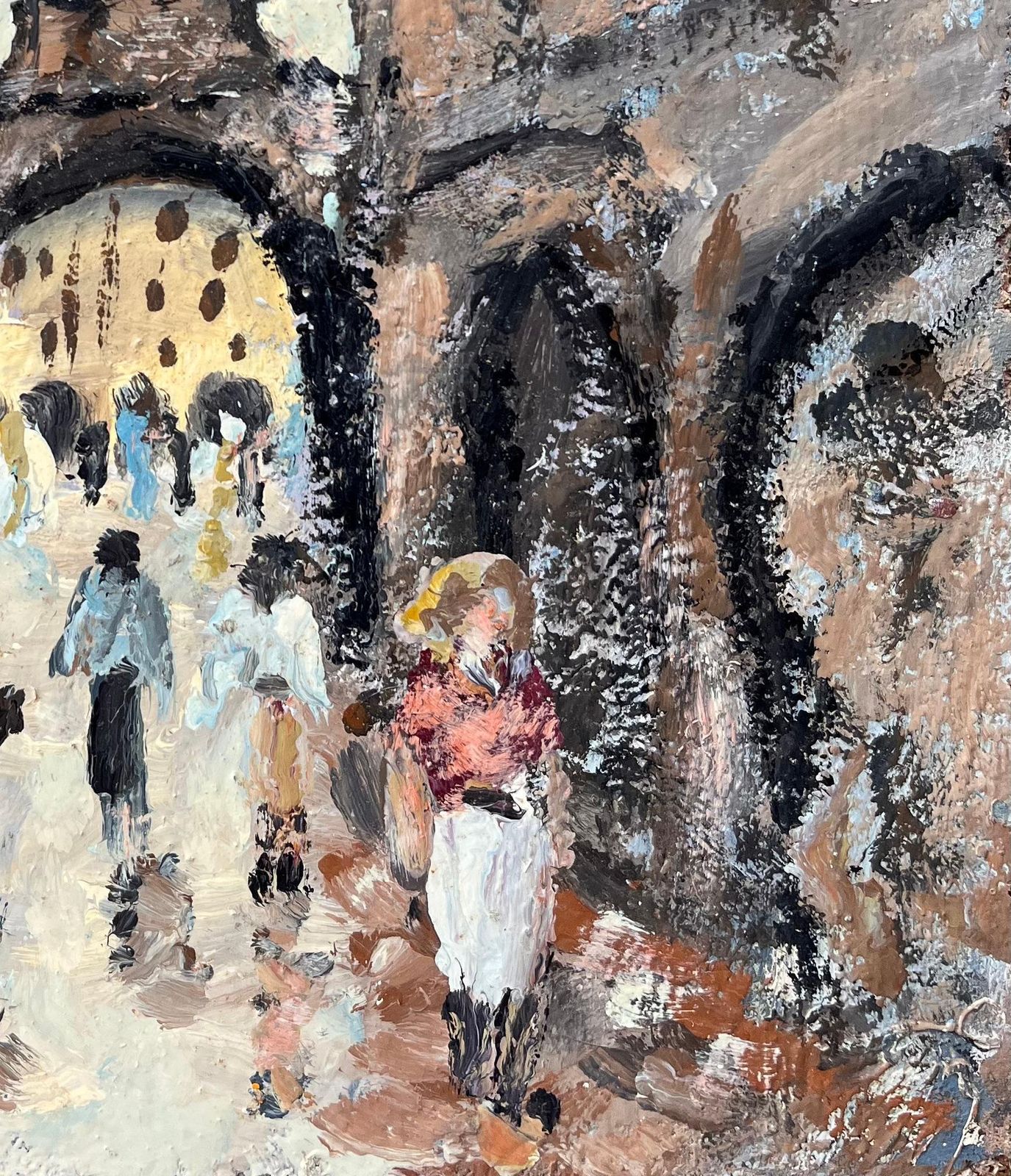 Fanch Lelimpressionist Market Street Scene With Figures And Arches In A Historic City photo Art