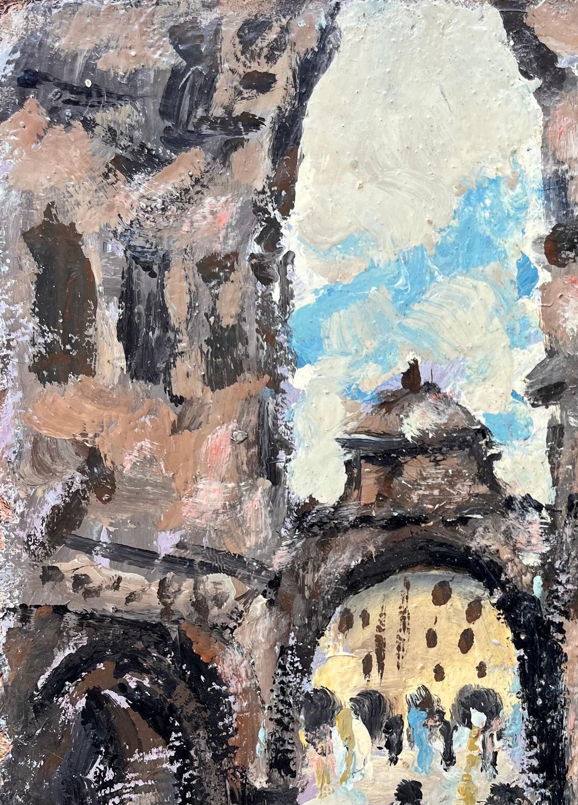 Fanch Lelimpressionist Market Street Scene With Figures And Arches In A Historic City photo 459.0