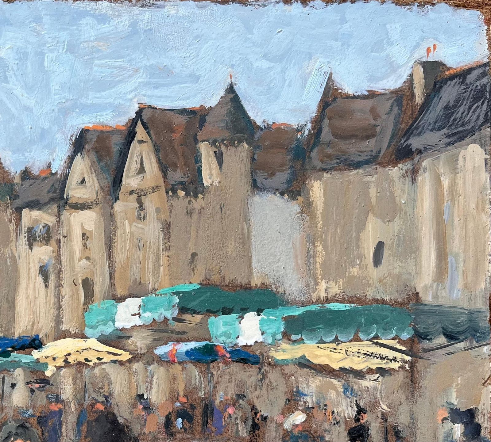 Fanch Lelfrench Impressionist Market Scene In Sarlat Dordogne By Fanch Lel photo vinterior
