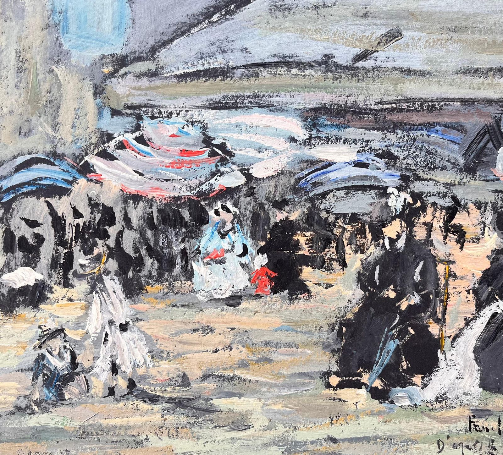 Fanch Lelimpressionist Seaside Scene After Eugène Boudin Normandy 1855 Style Painting2000 photo vinterior