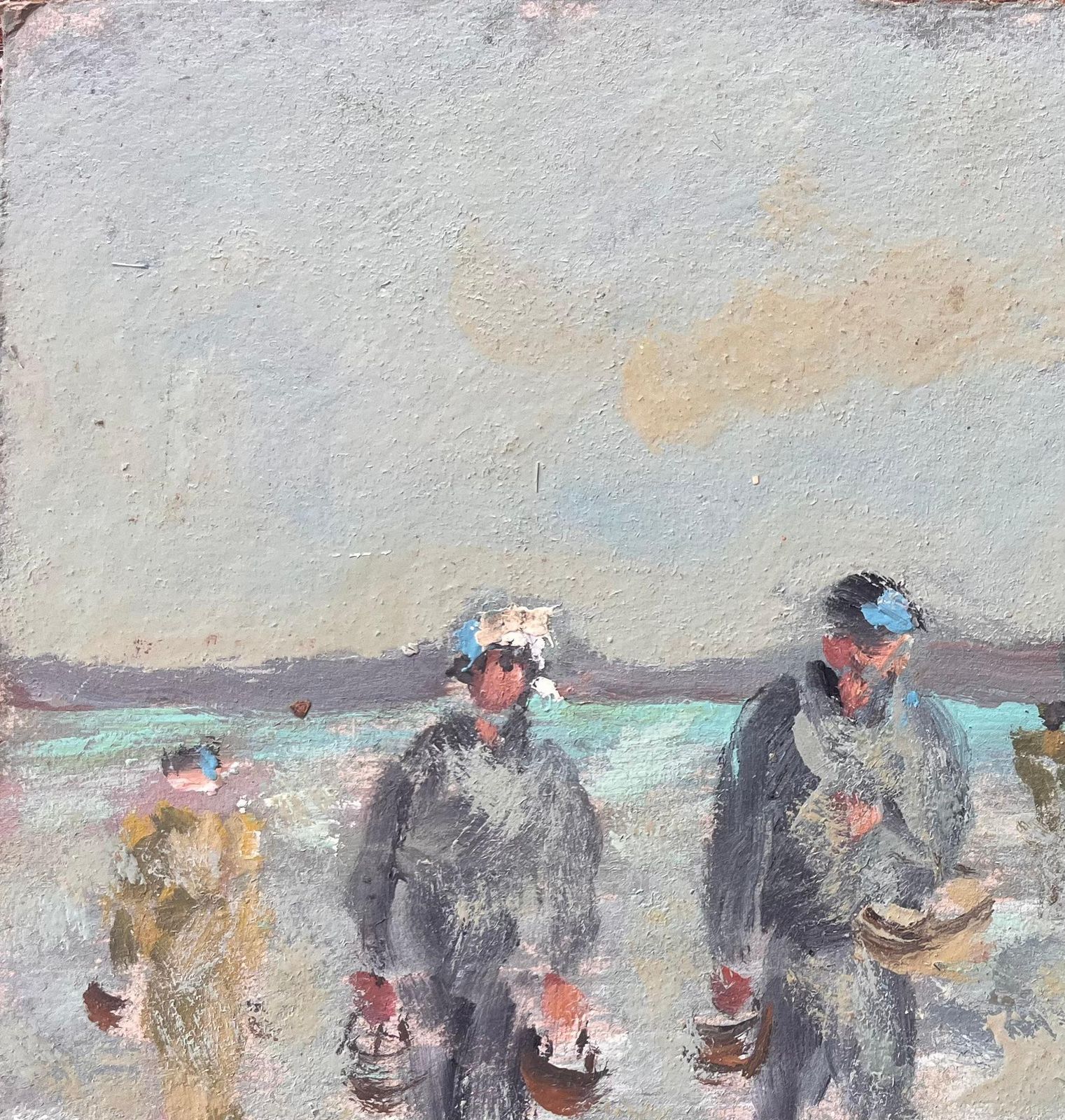 Fanch Lelcoastal Gathering Scene With Figures And Mont Saint Michel In The Distance1990 photo vinterior
